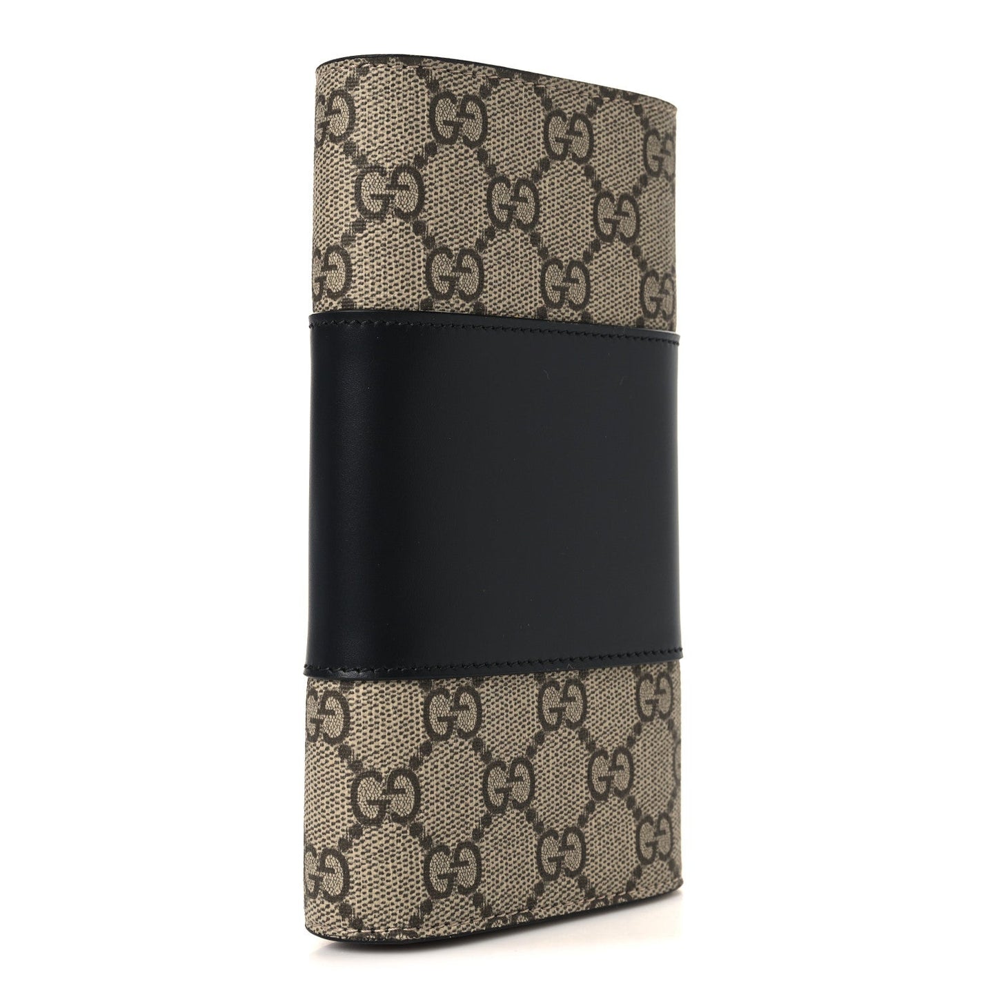 GG Supreme Monogram Selleria Calfskin Flap Wallet Beige Ebony Black