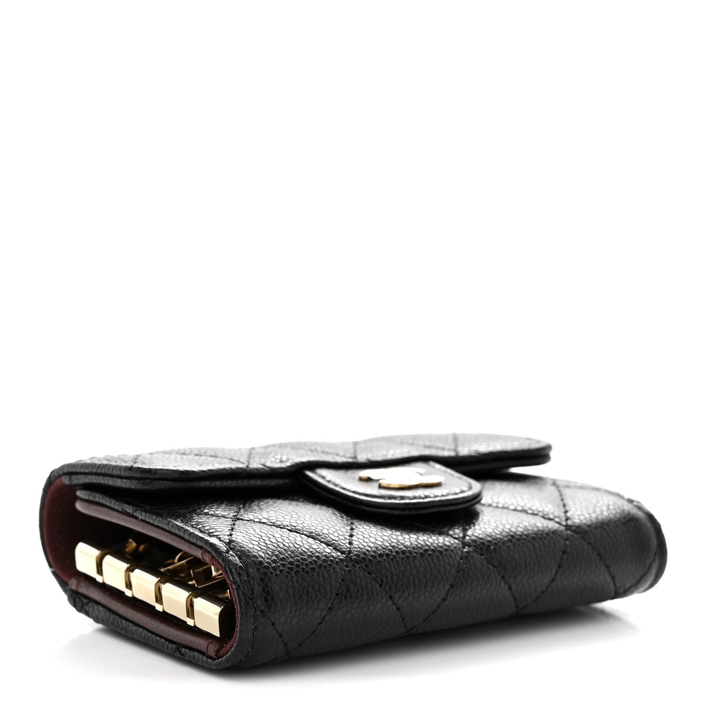 Caviar Quilted Classic 4 Key Holder Wallet Black