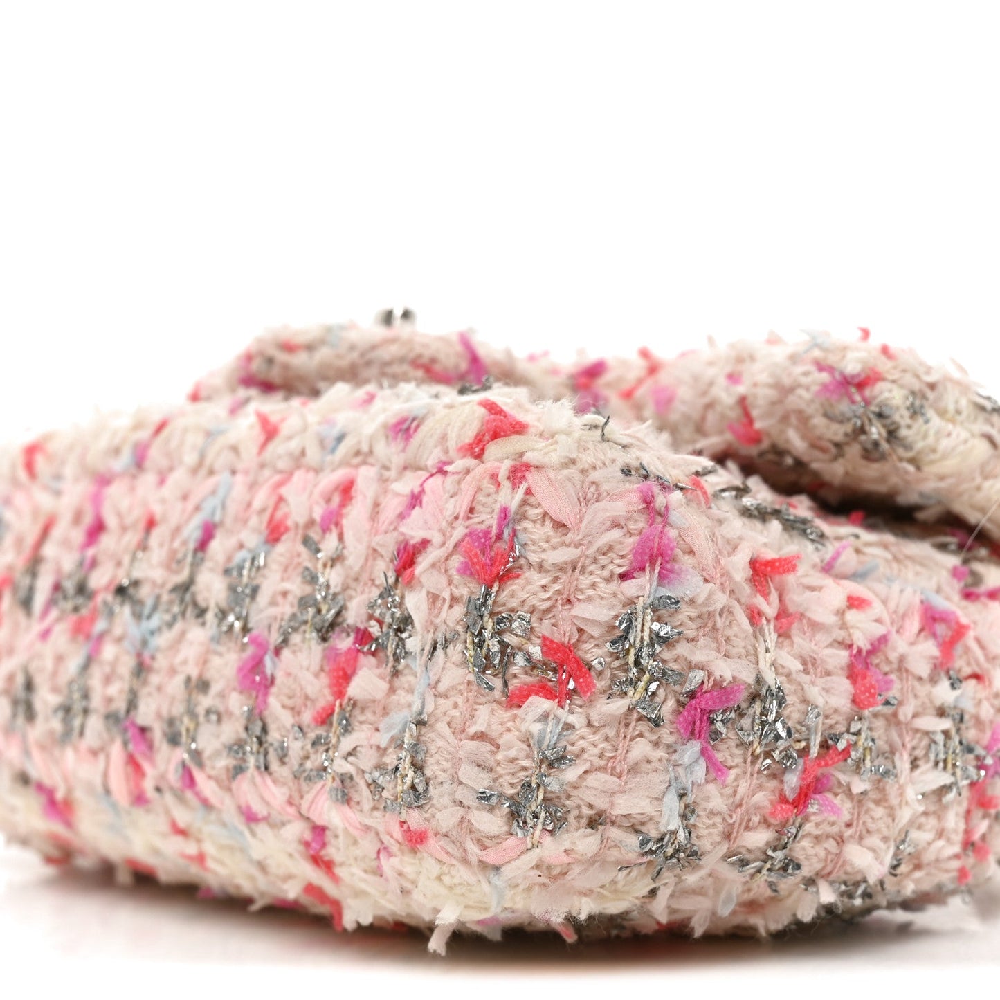 Tweed Quilted Mini Rectangular Flap Light Pink Silver Blue