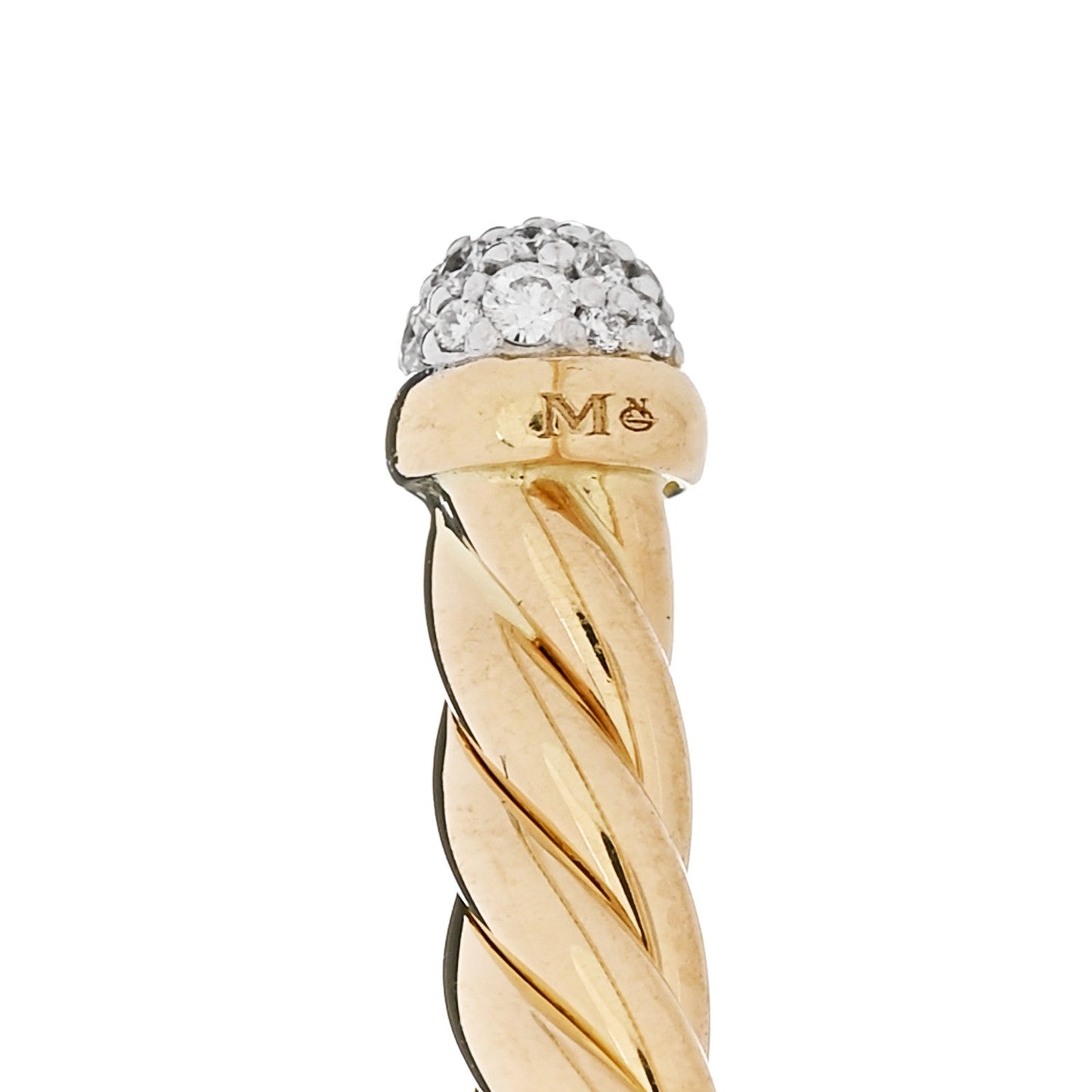 18K Yellow Gold Diamond 4mm Cable Flex Cuff Bracelet