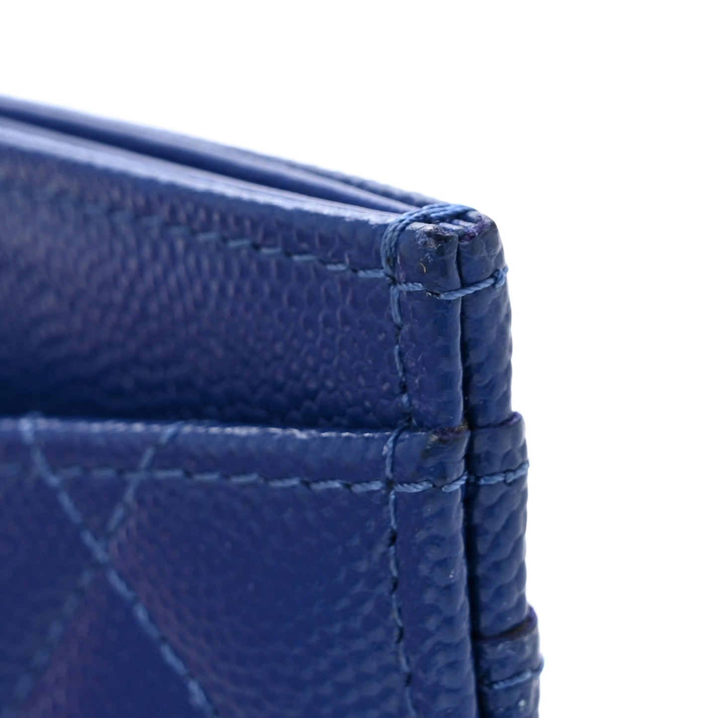 Caviar Quilted Card Holder Blue