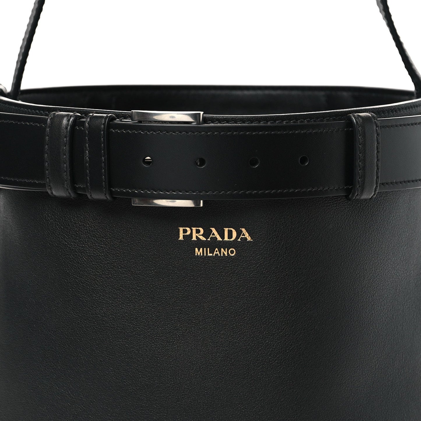 Soft Grained Vitello Daino Secchiello Bucket Bag Black
