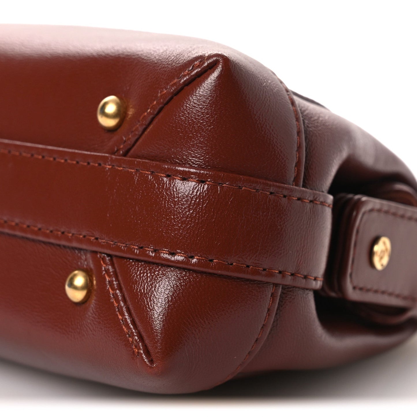 Shiny Lambskin Quilted Mini Cocodoc Top Handle Bag Brown