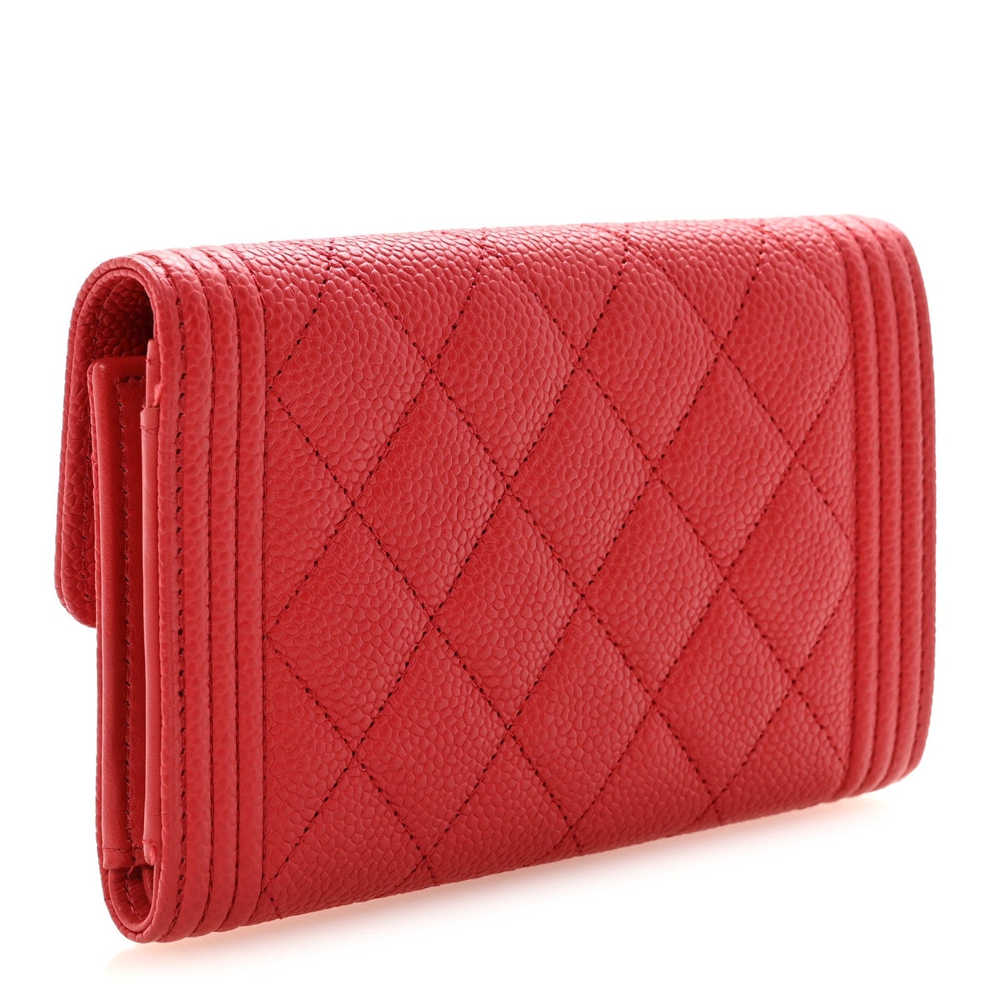 Caviar Quilted Medium Boy Flap Wallet Red