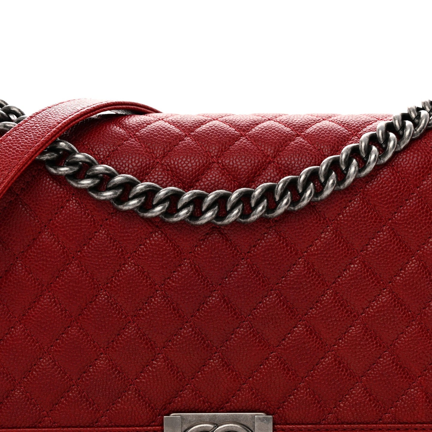 Caviar Quilted New Medium Boy Flap Dark Red