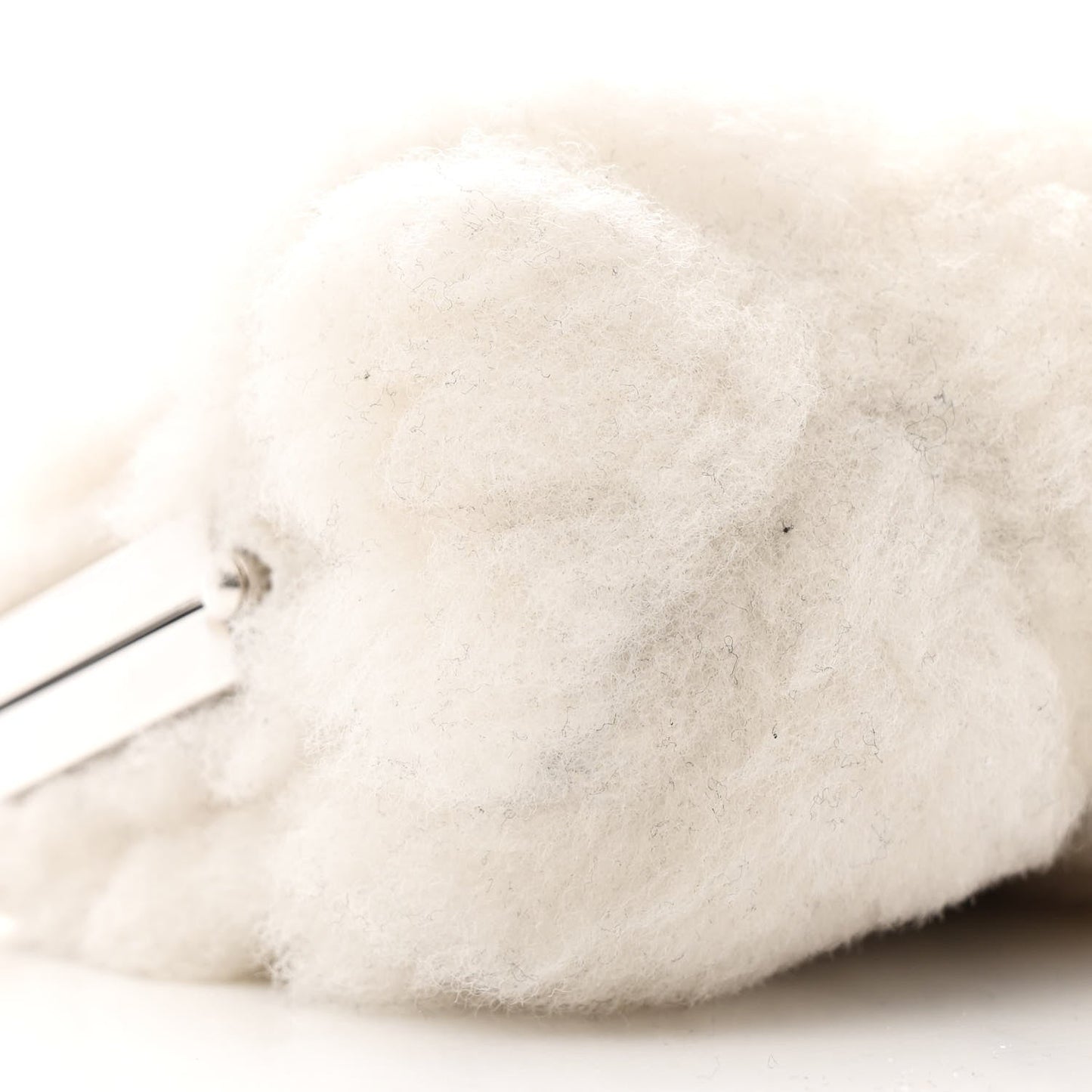 Shearling Sheepskin Lambskin Quilted Clutch With Chain White