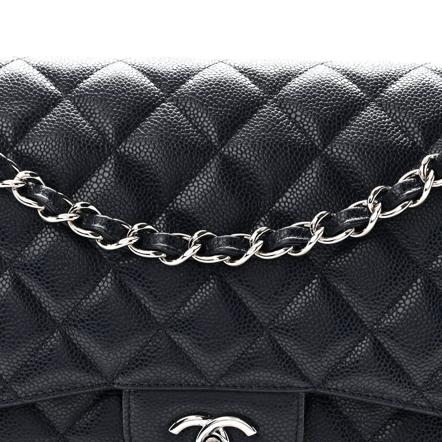 Caviar Quilted Jumbo Double Flap Navy Blue Navy Blue