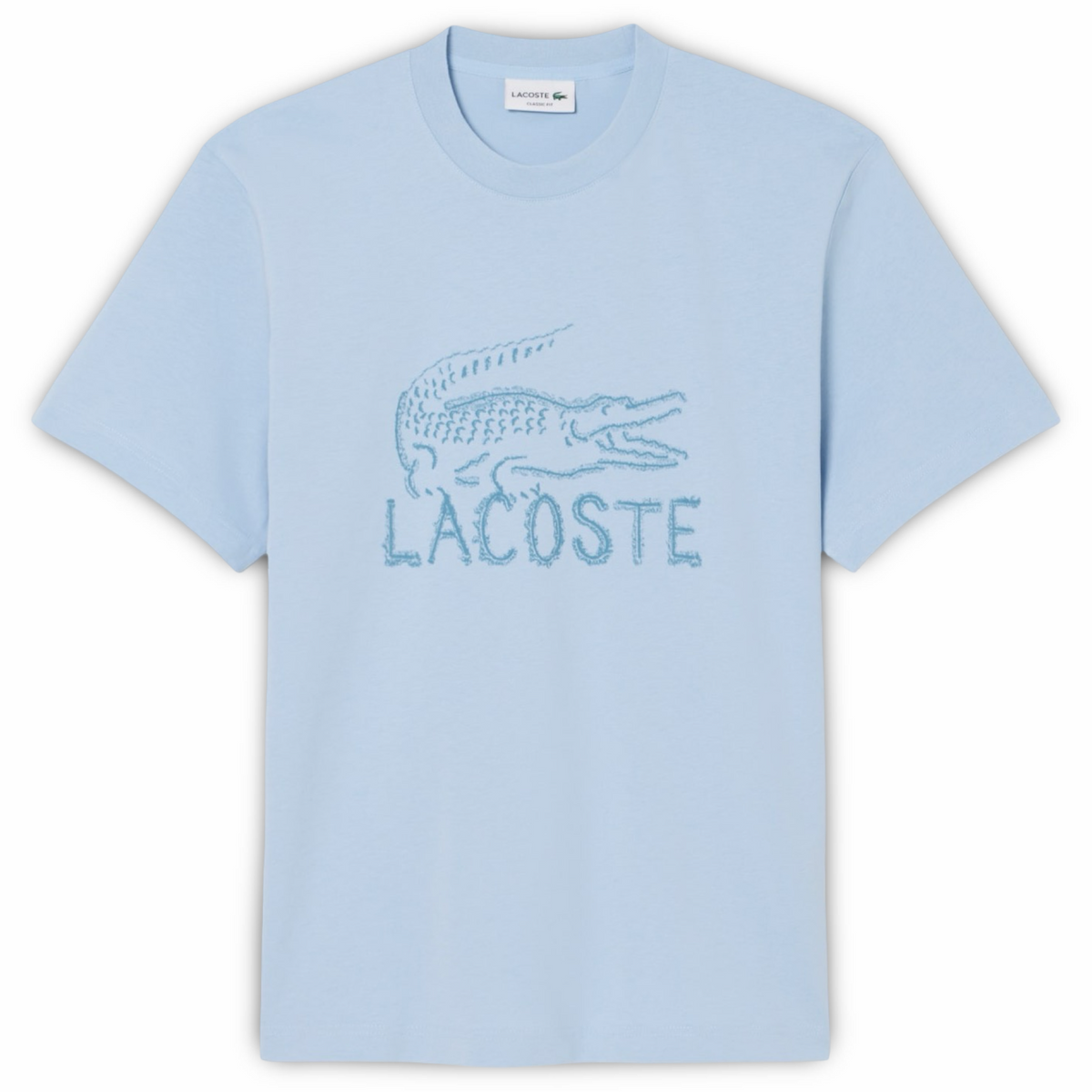 LACOSTE PRINTED COTTON CREW NECK T-SHIRT Men’s -LIGHT BLUE-HBA