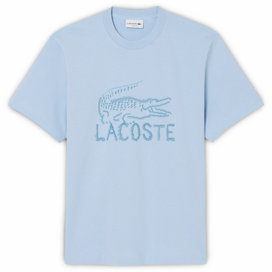 LACOSTE PRINTED COTTON CREW NECK T-SHIRT Men’s -LIGHT BLUE-HBA