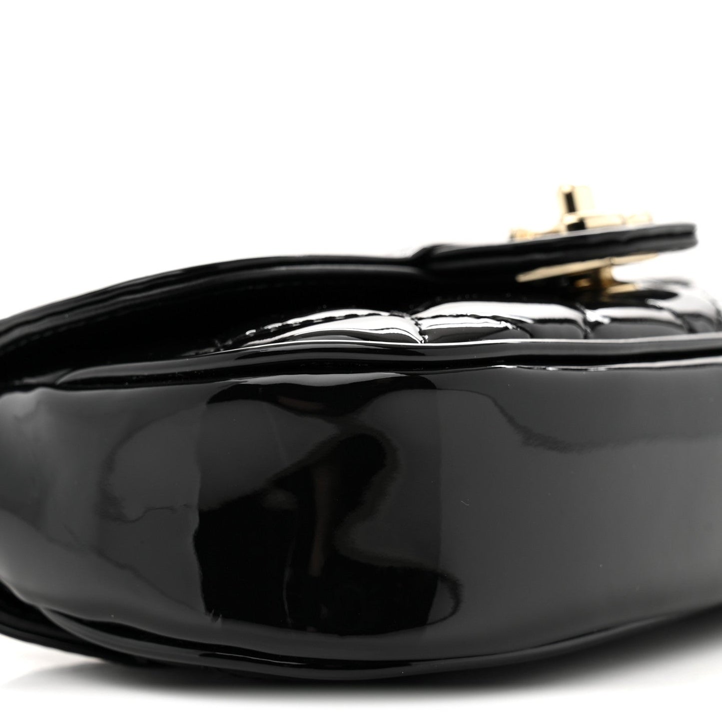 Patent Calfskin Quilted Mini Clutch Black