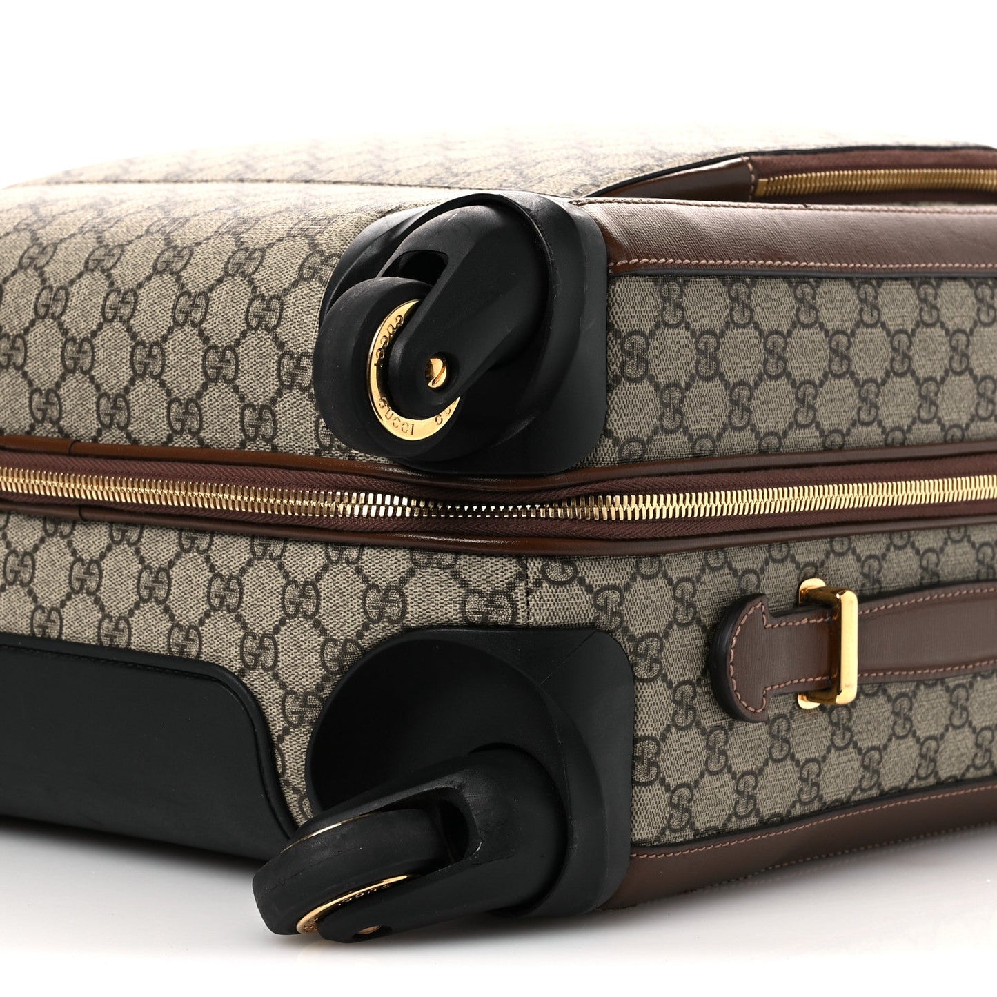 GG Supreme Monogram Azalea Calfskin Retro Interlocking G Small Savoy Cabin Trolley Beige Ebony Brown Sugar