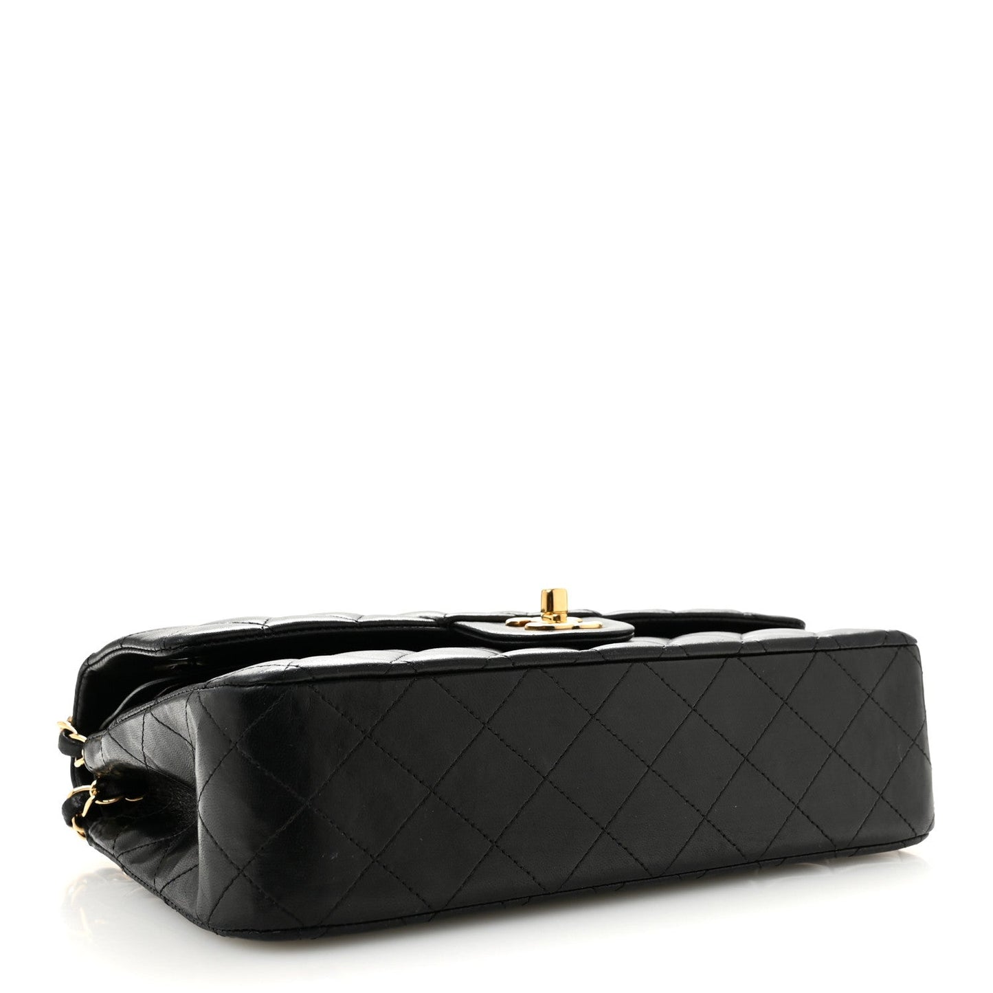 Lambskin Quilted Medium Double Flap Black