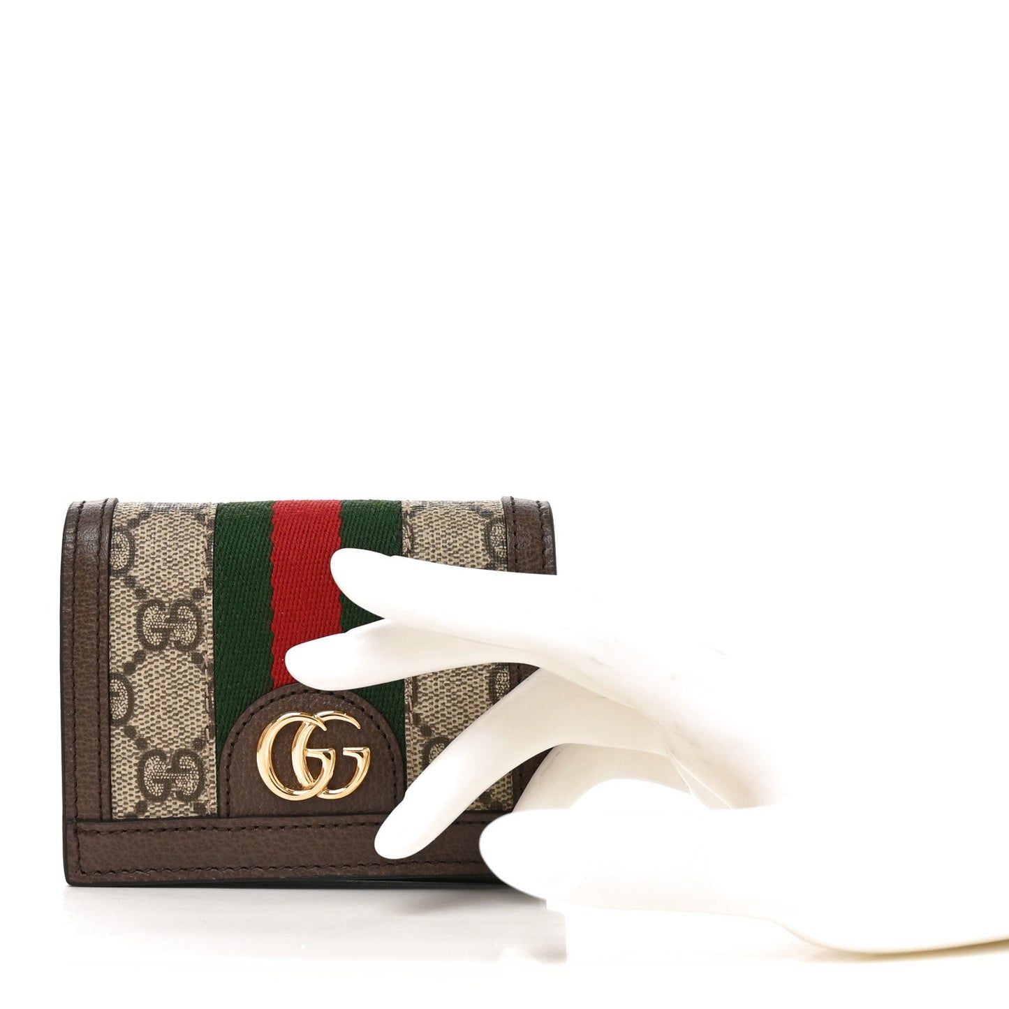 GG Supreme Monogram Web Ophidia Card Case Beige New Acero