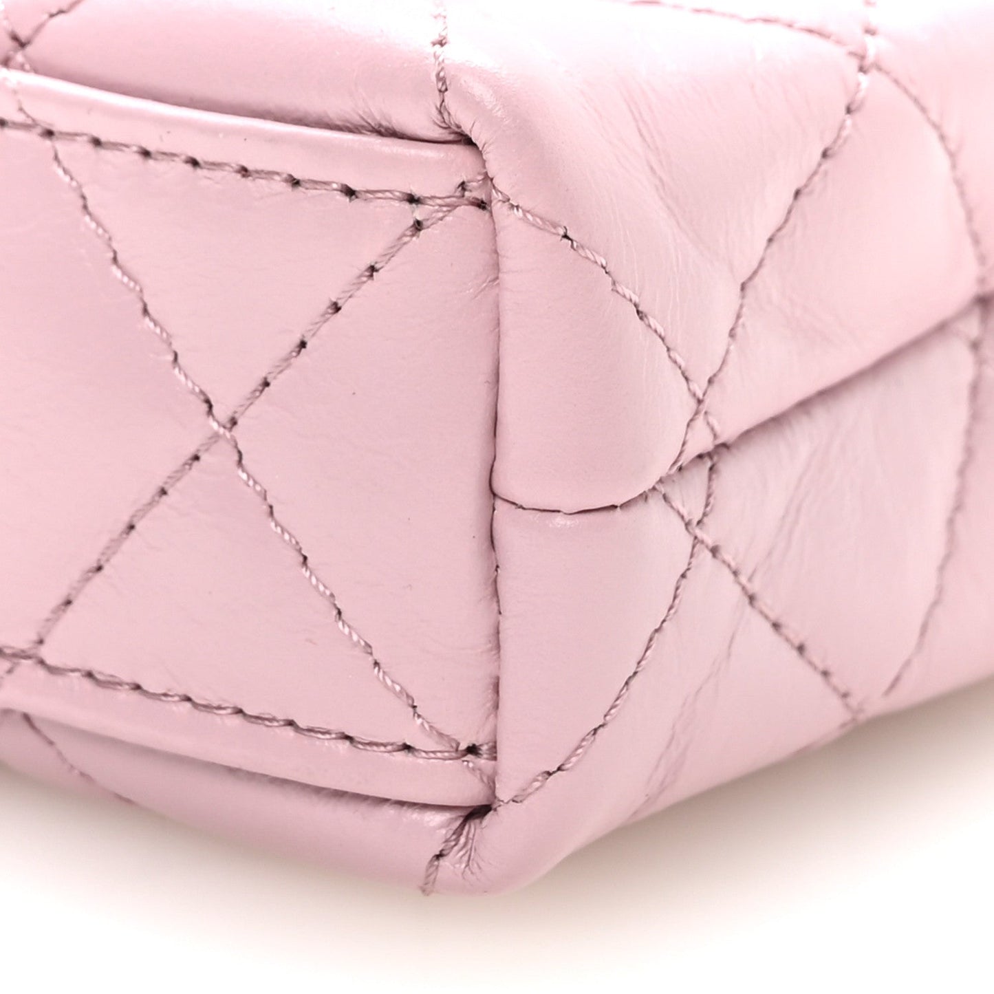 Shiny Aged Calfskin Quilted Mini Nano Kelly Shopper Pink