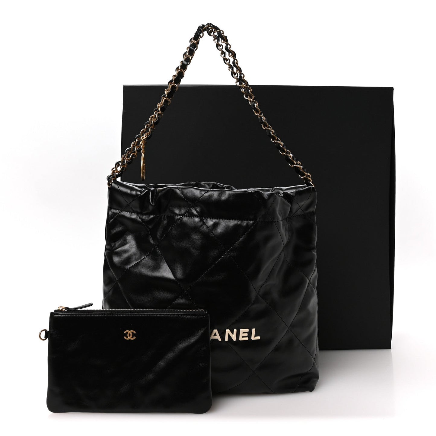 Calfskin Quilted Small Chanel 22 Black