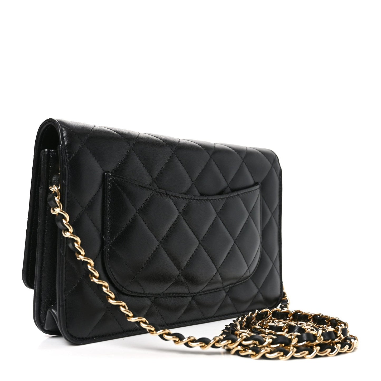 Lambskin Quilted Wallet On Chain WOC Black