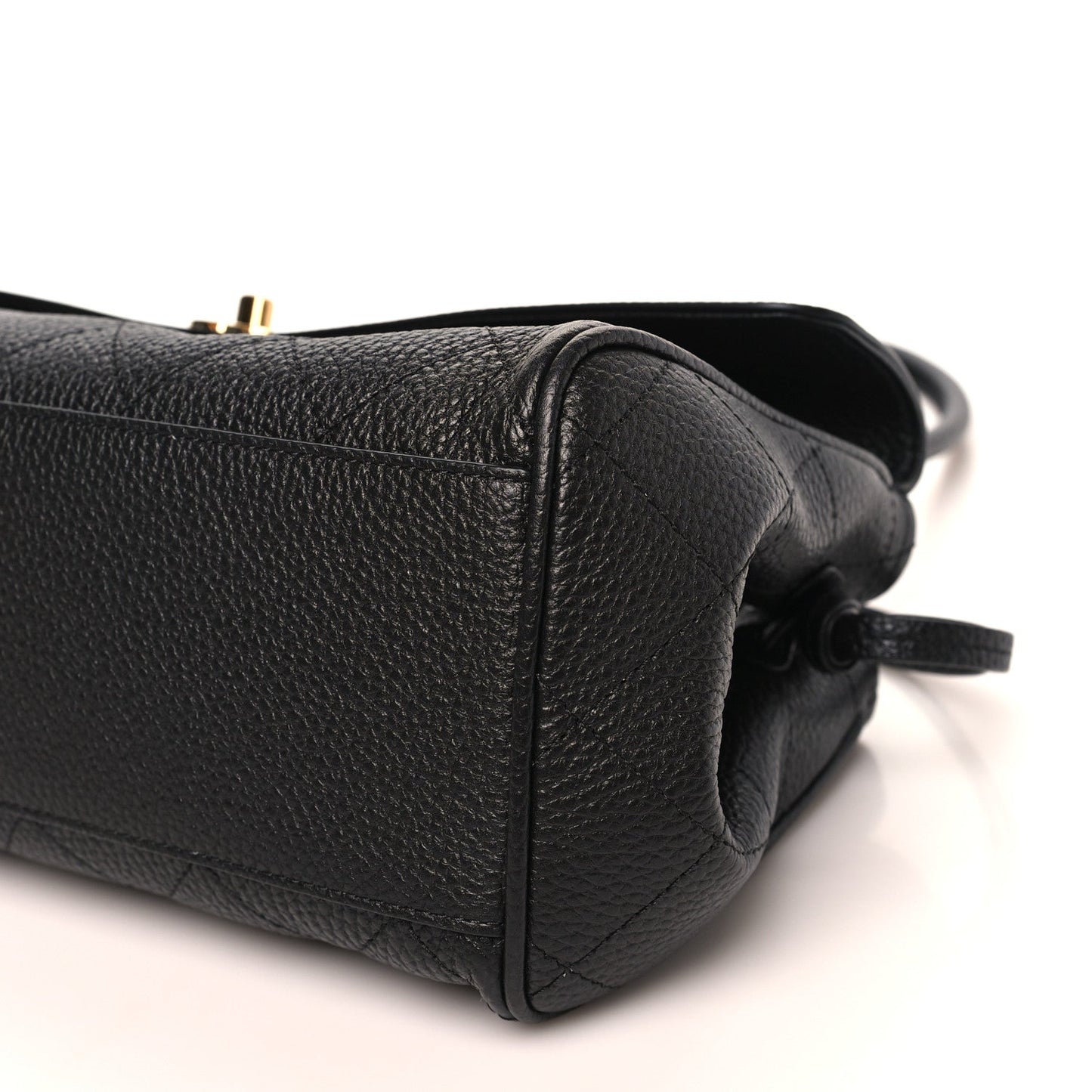 Grained Calfskin Stitched Urban Essentials Small Shopping Bag Black