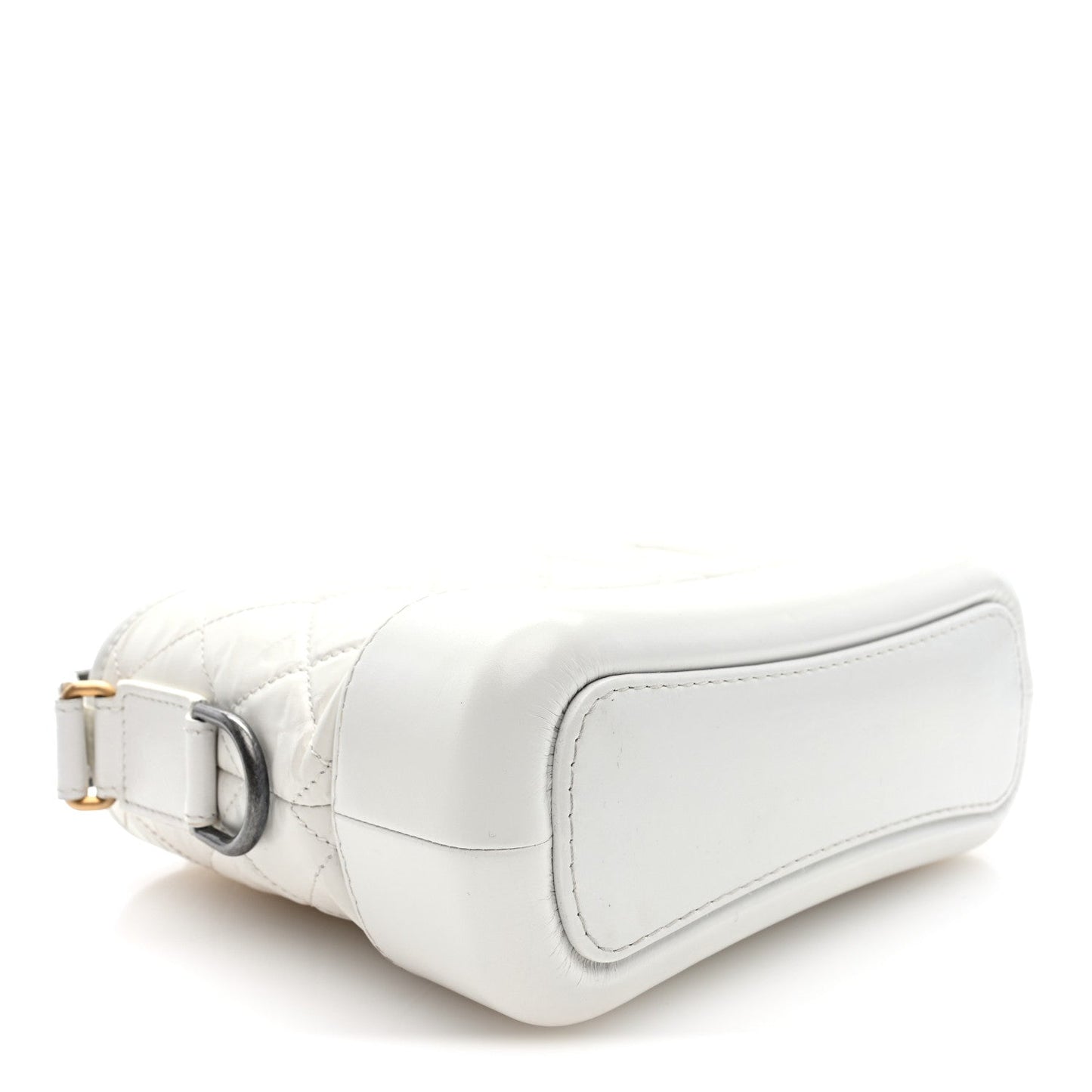 Aged Calfskin Quilted Small Gabrielle Hobo White