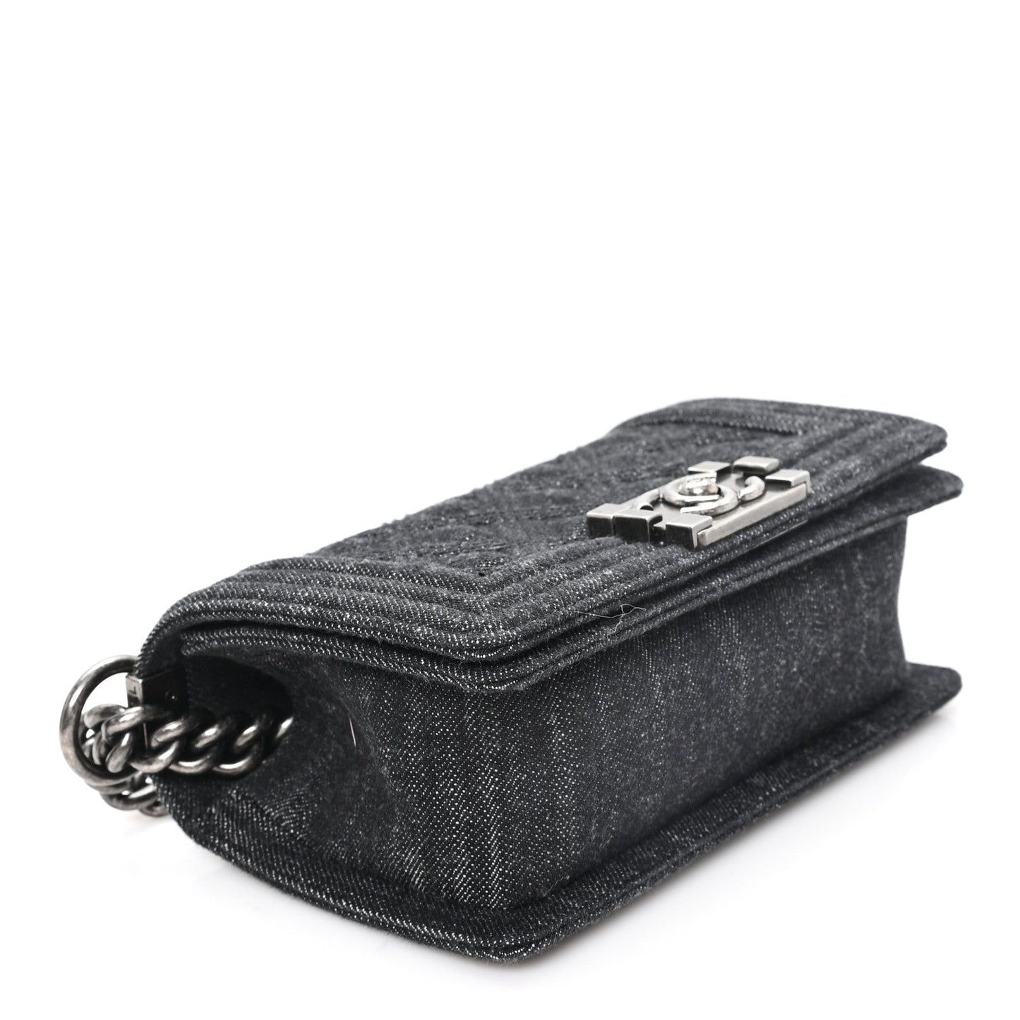 Denim Quilted Small Boy Flap Black