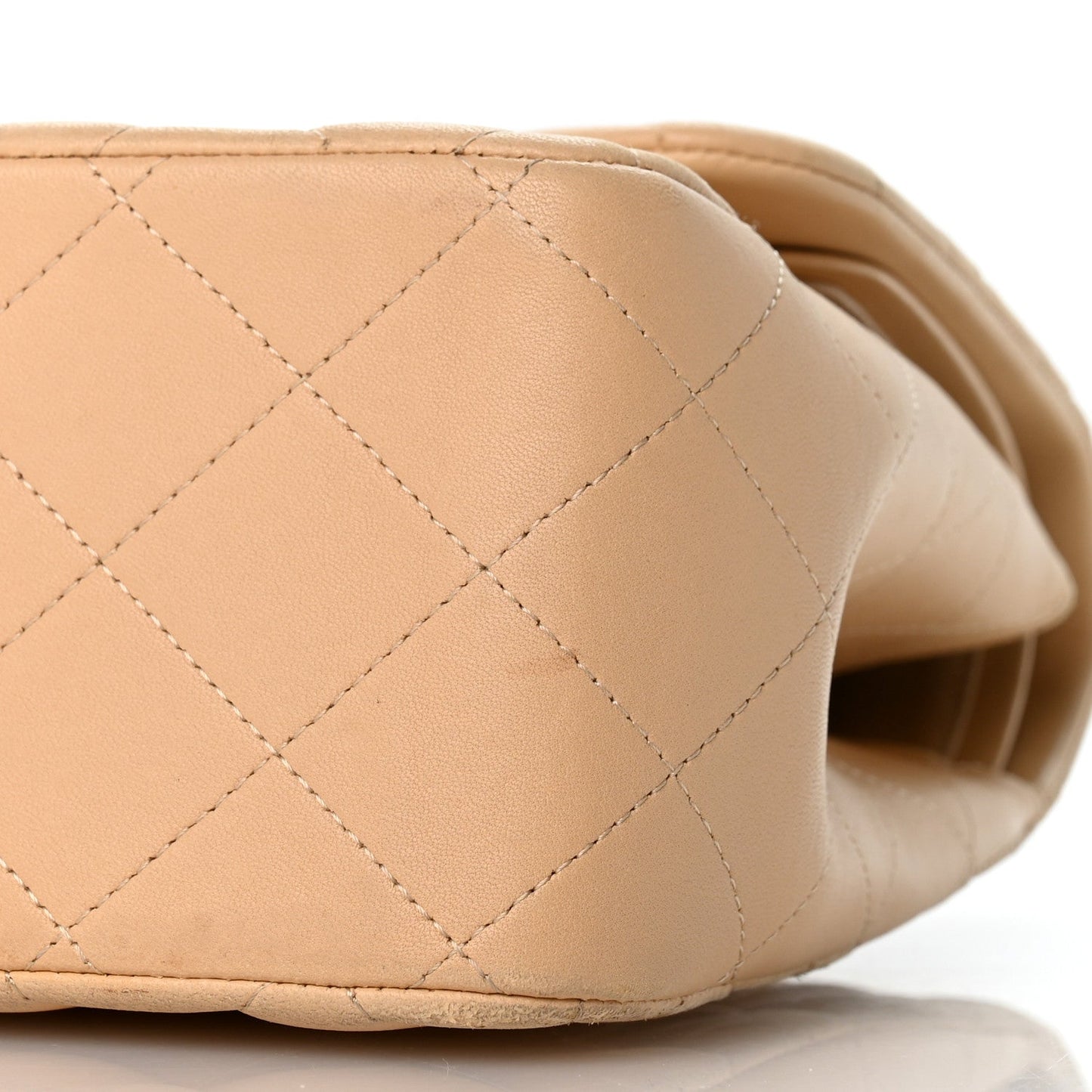 Lambskin Quilted Jumbo Double Flap Light Beige