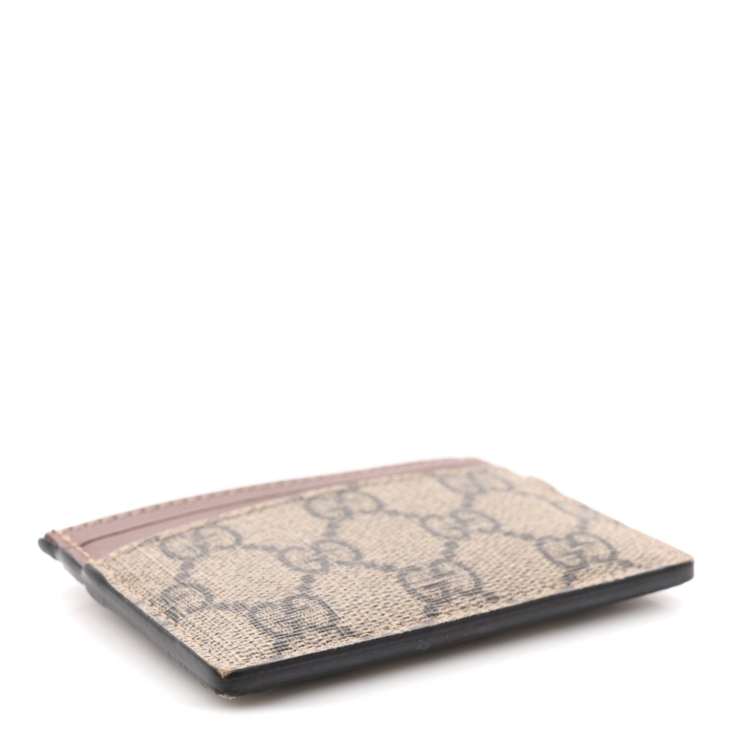 GG Supreme Monogram Calfskin Card Holder Beige Ebony Cuir