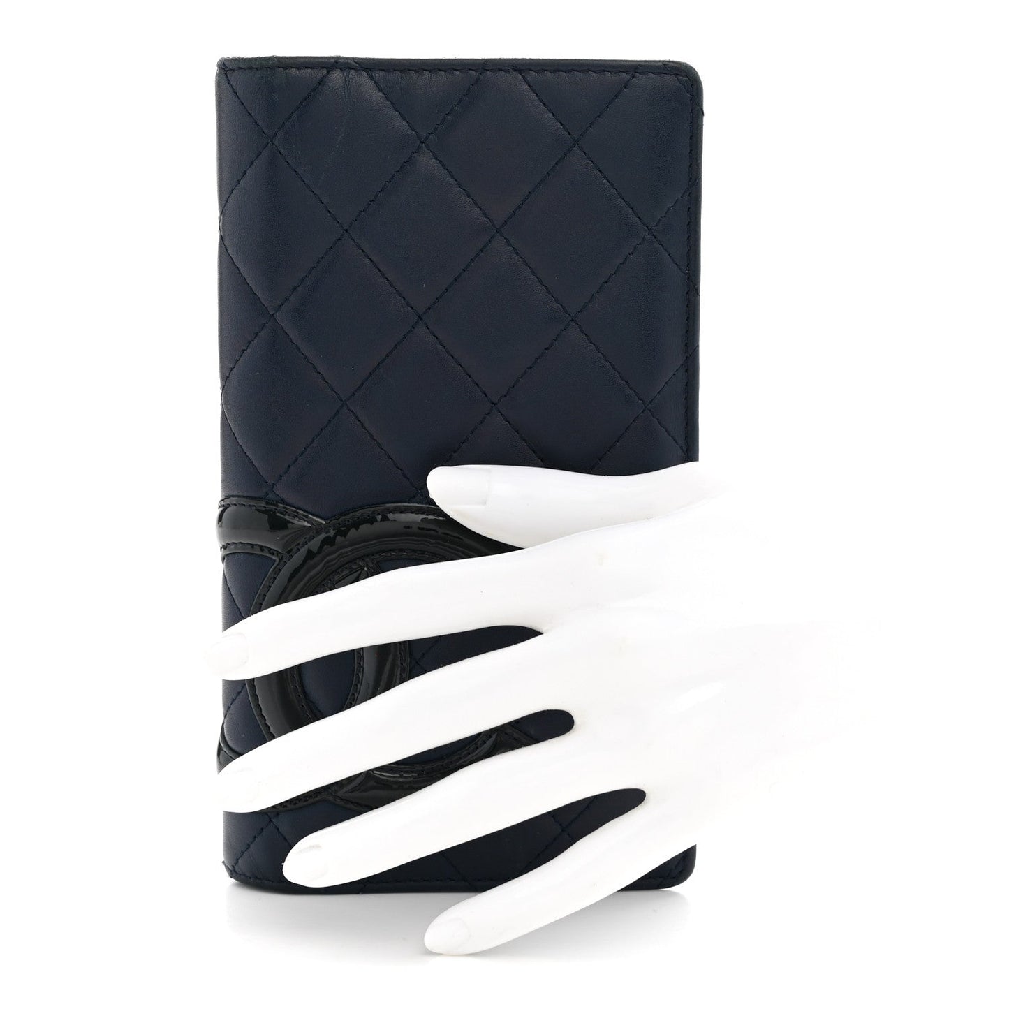 Calfskin Quilted Cambon Yen Wallet Blue