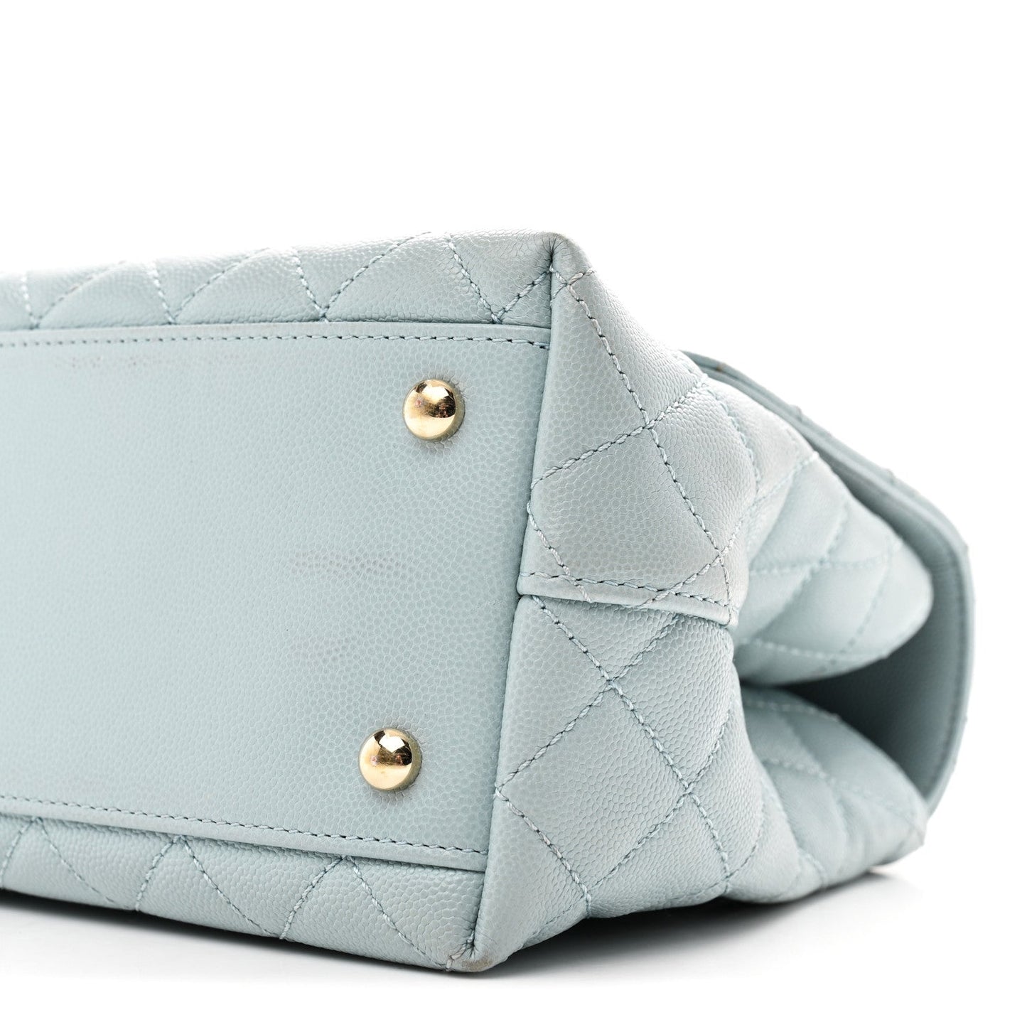 Caviar Quilted Small Coco Handle Flap Light Blue