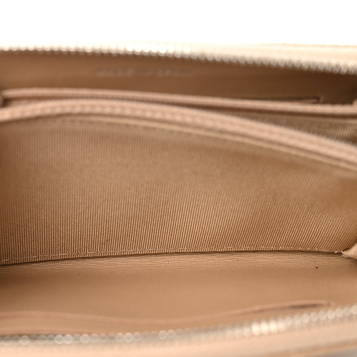 Caviar Quilted Medium Zip Around Wallet Beige