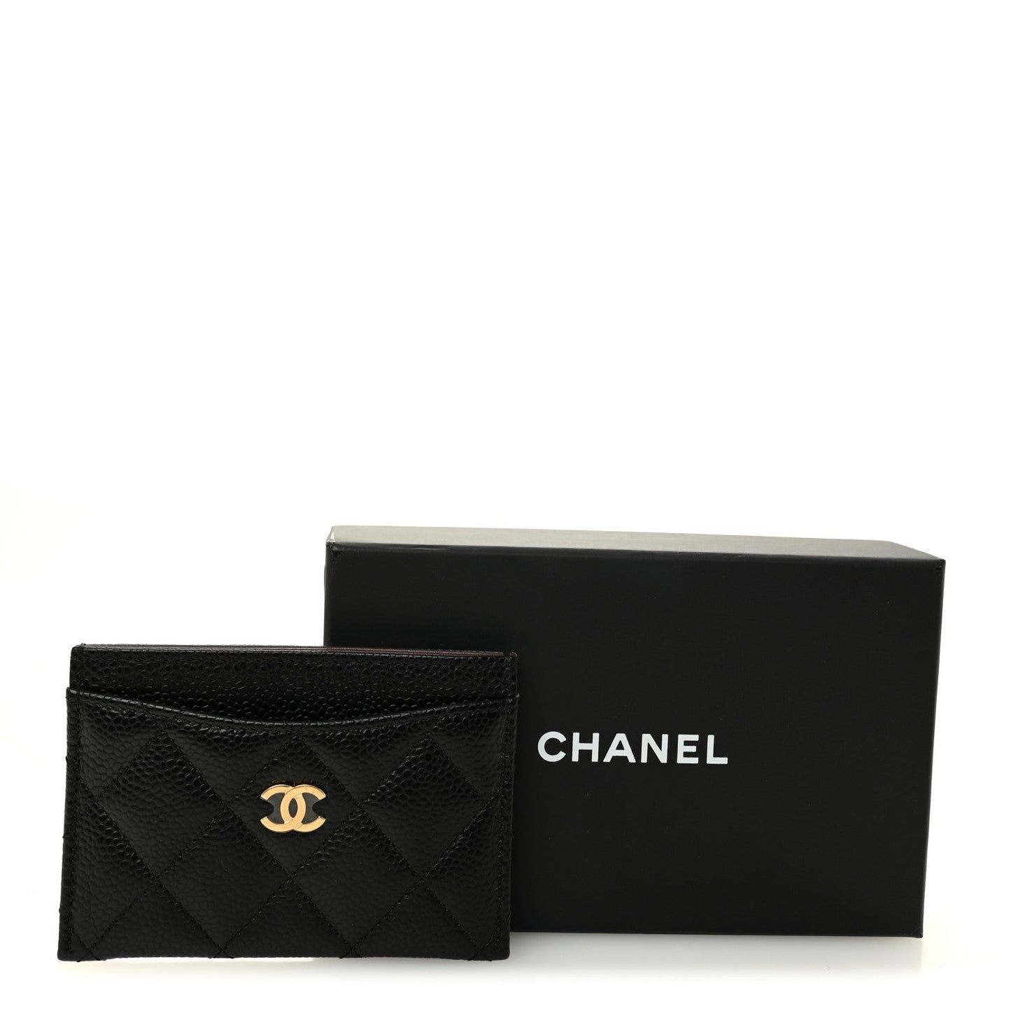Caviar Quilted Card Holder Black