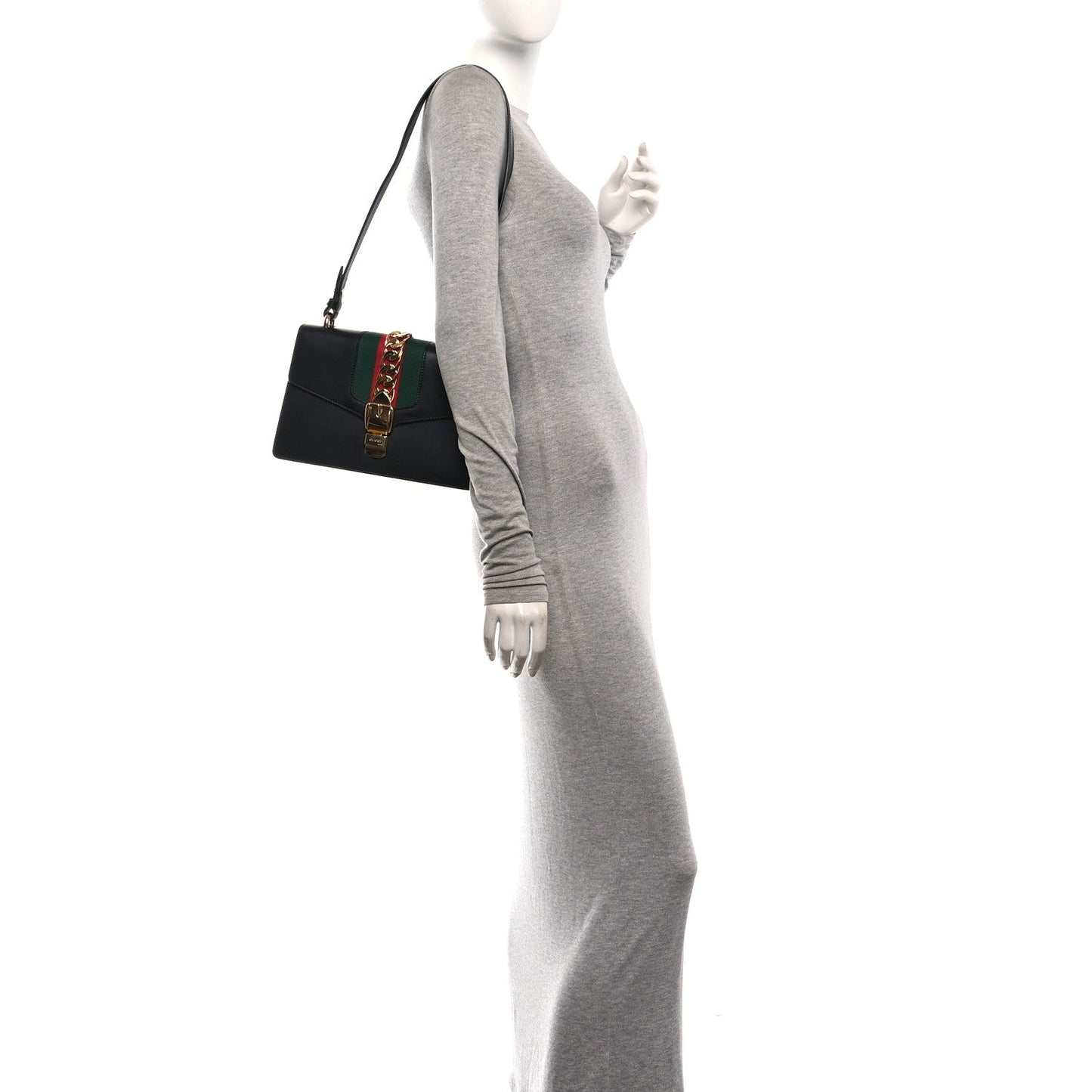 Calfskin Small Sylvie Shoulder Bag Black