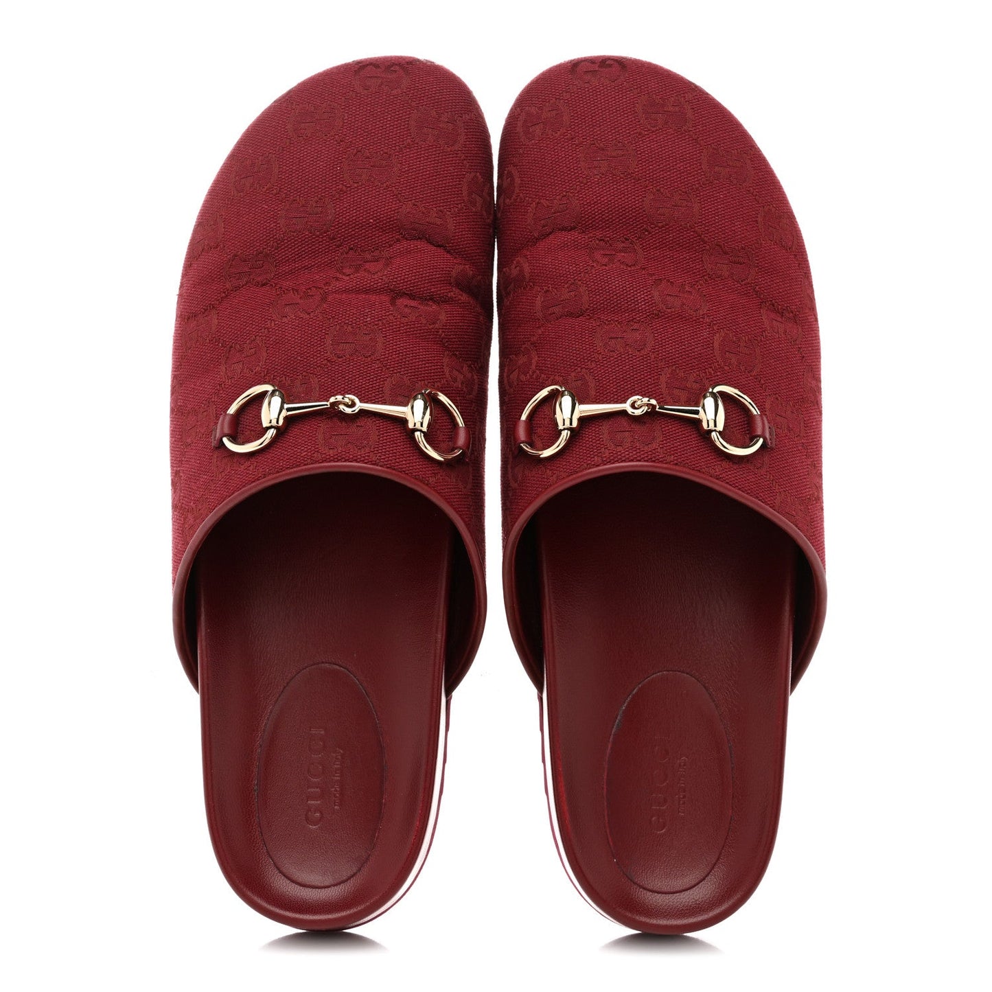 GG Supreme Monogram Womens Horsebit Slippers 41 Rosso Ancora