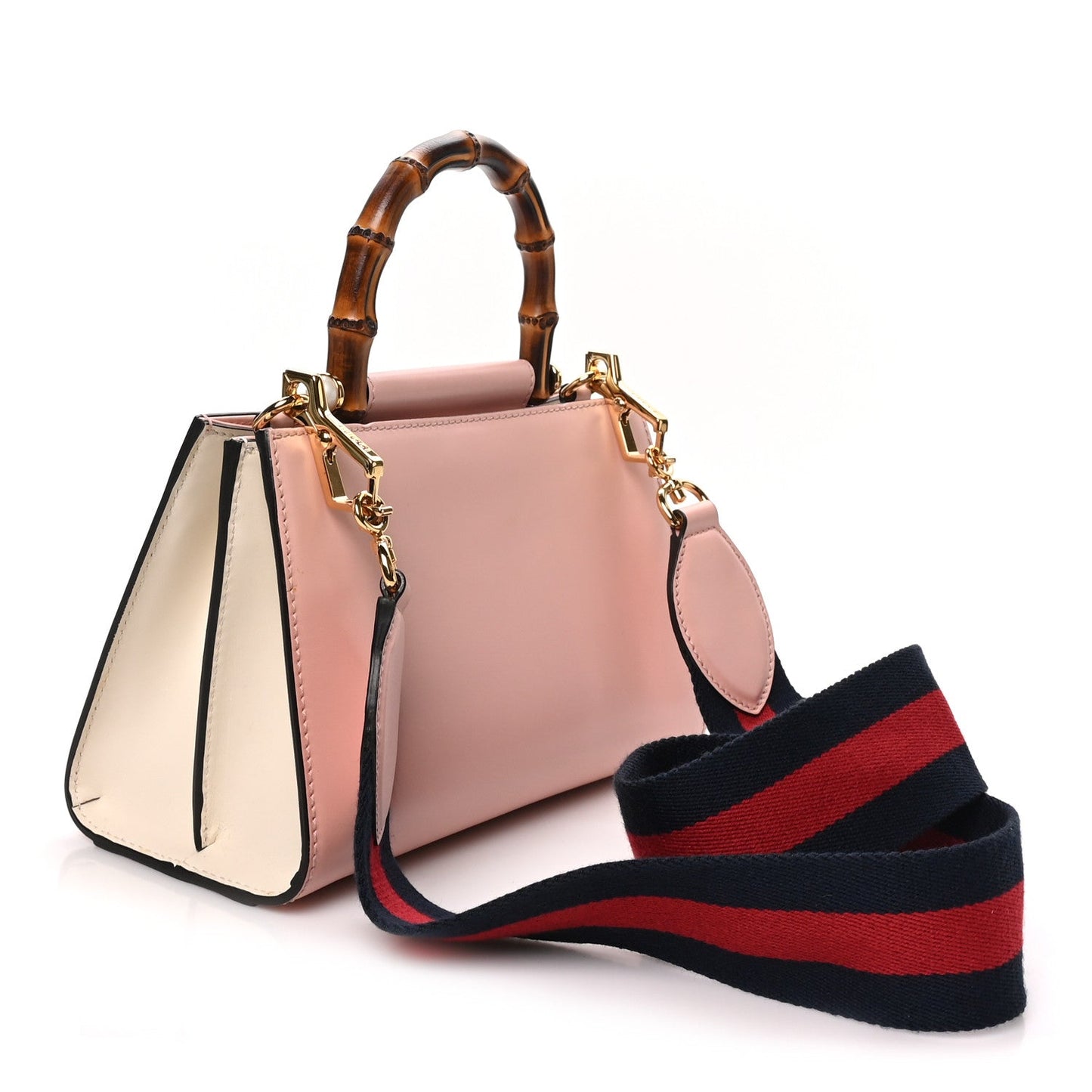 Nappa Bamboo Web Mini Nymphaea Top Handle Bag Perfect Pink Mystic White