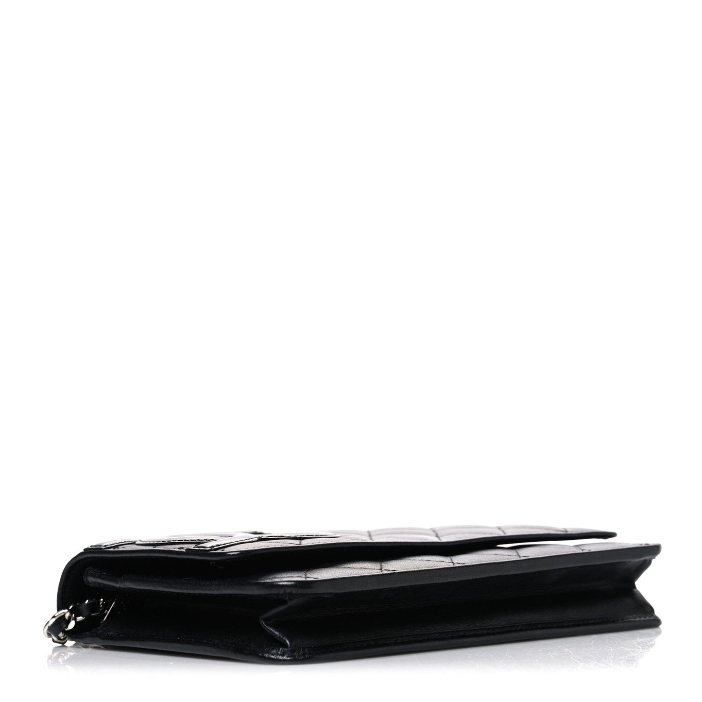 Calfskin Quilted Cambon Wallet on Chain WOC Black