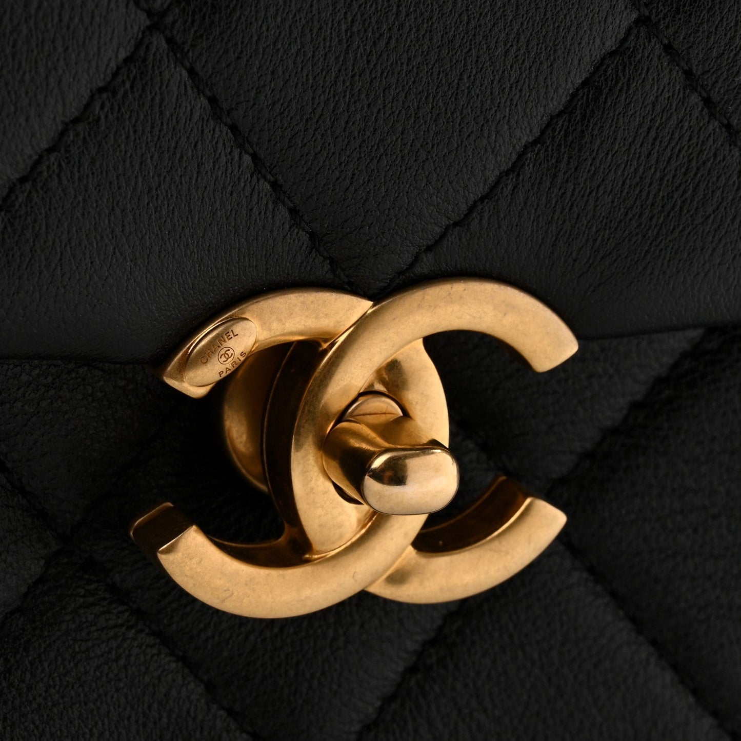 Calfskin Quilted Mini Chain Strap Flap Black