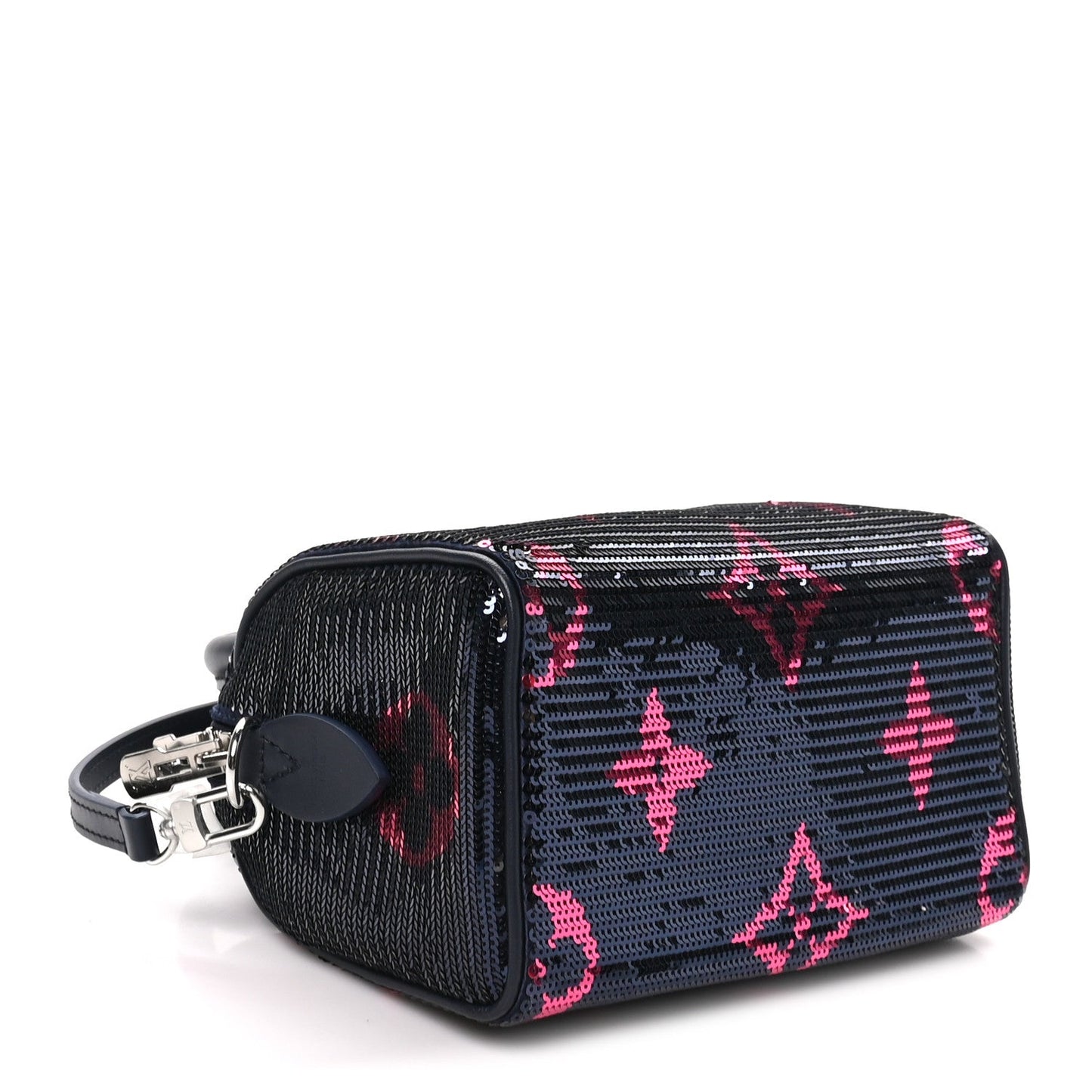 Giant Monogram Sequins Speedy Bandouliere 18 Navy Fuchsia