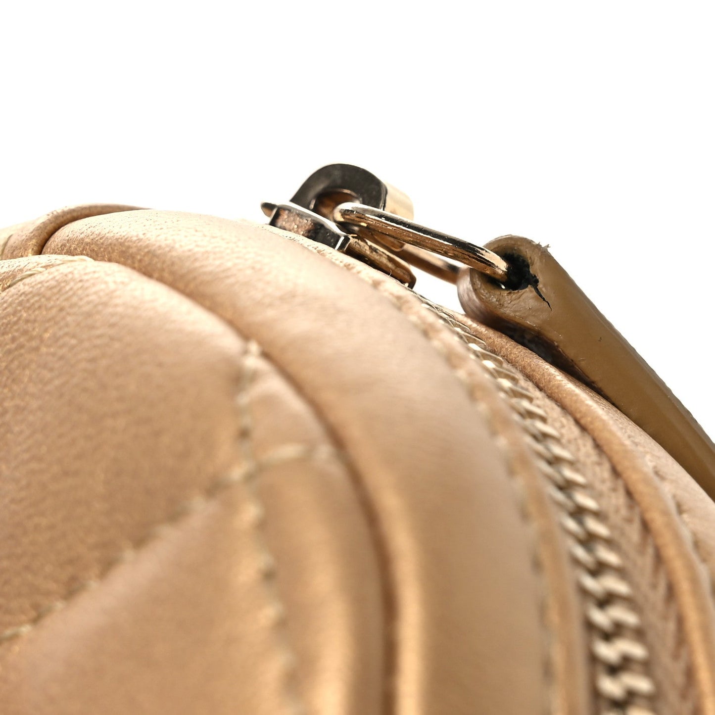 Metallic Lambskin Quilted Zip Around Classic Coin Purse Gold