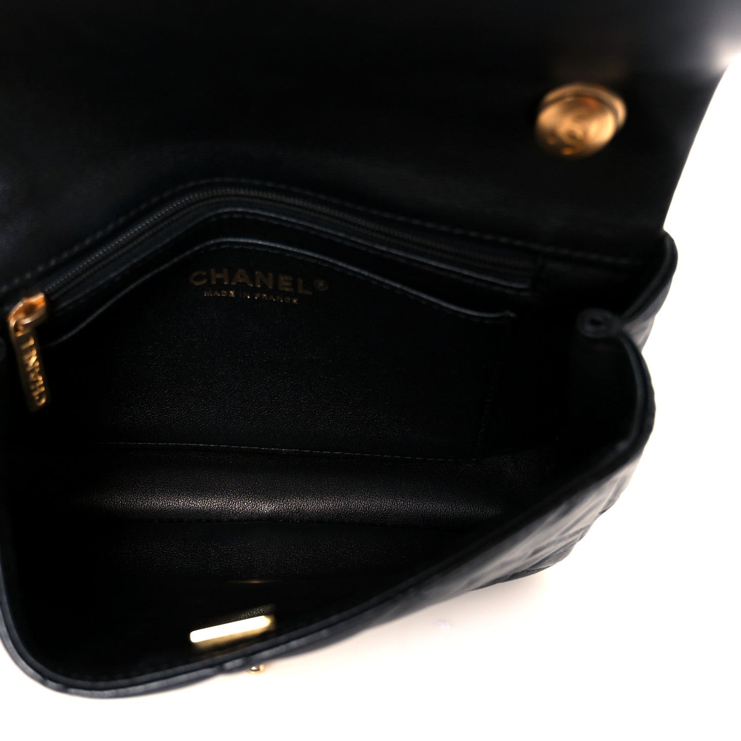 Lambskin Quilted  Pearl  Flap Black