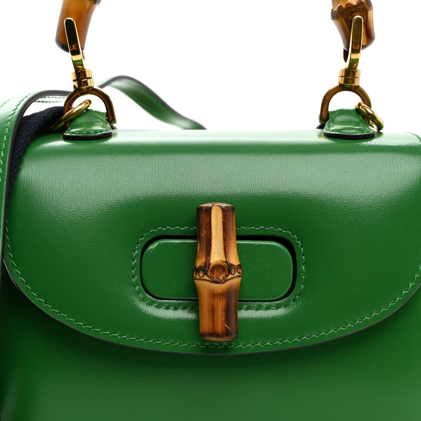 Boarded Dyana Lux Calfskin Web Small Bamboo 1947 Top Handle Bag Spring Green