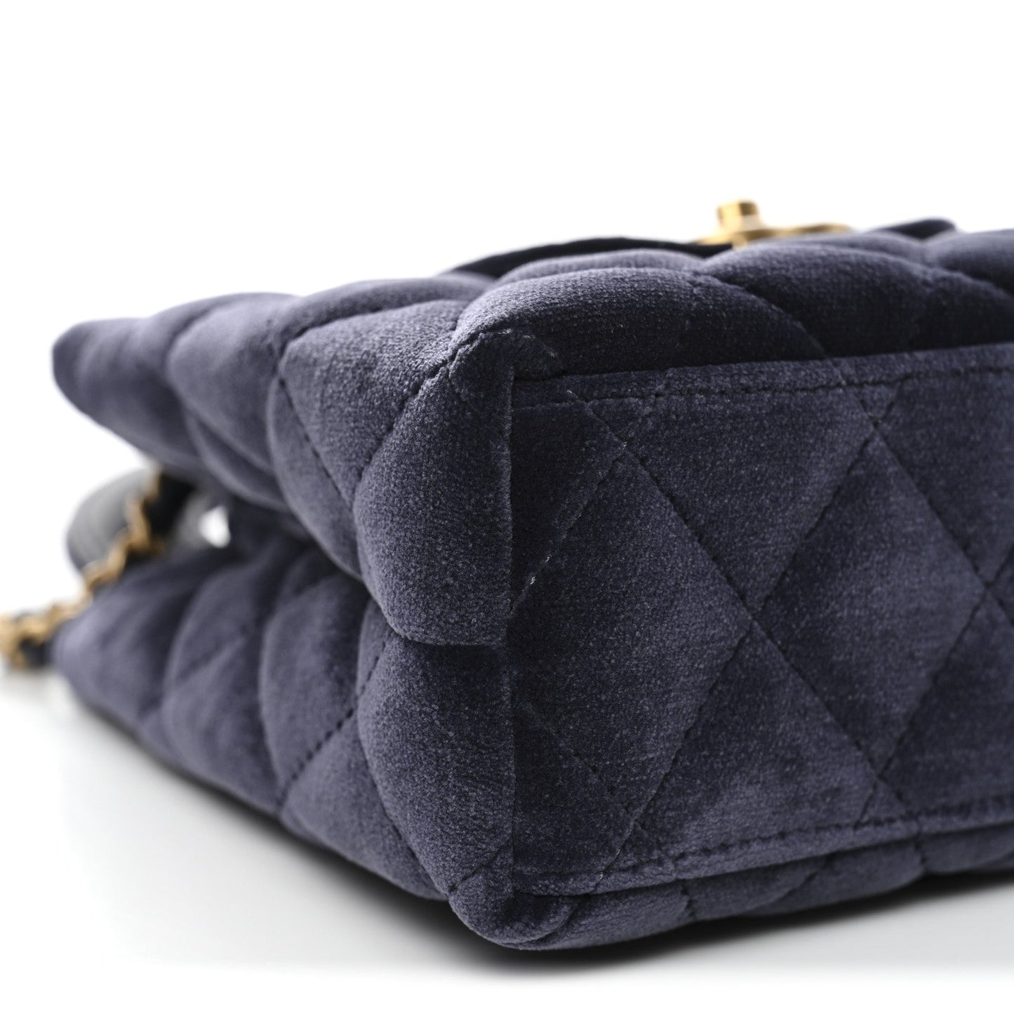 Velvet Quilted Nano Kelly Shopper Navy