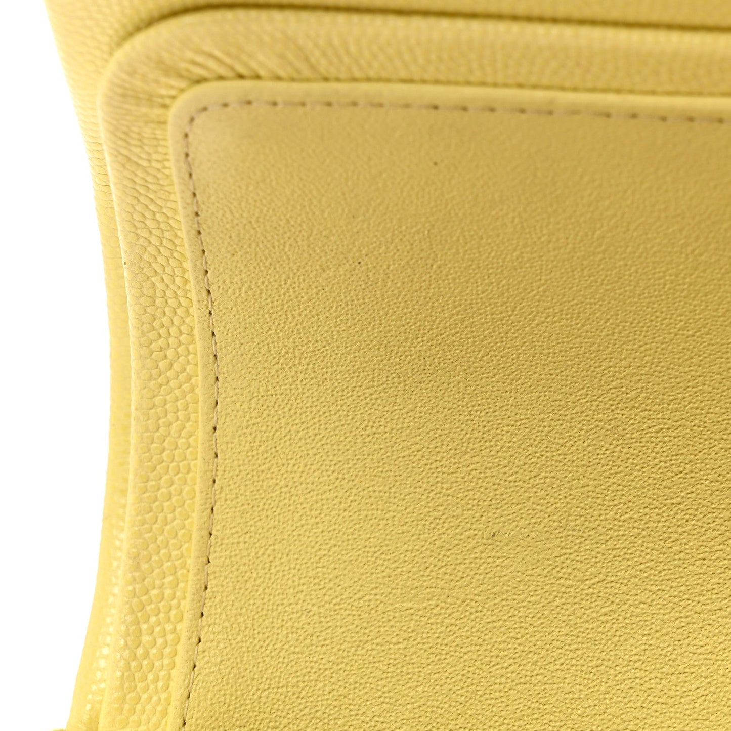 Caviar Quilted Small Double Flap Light Yellow
