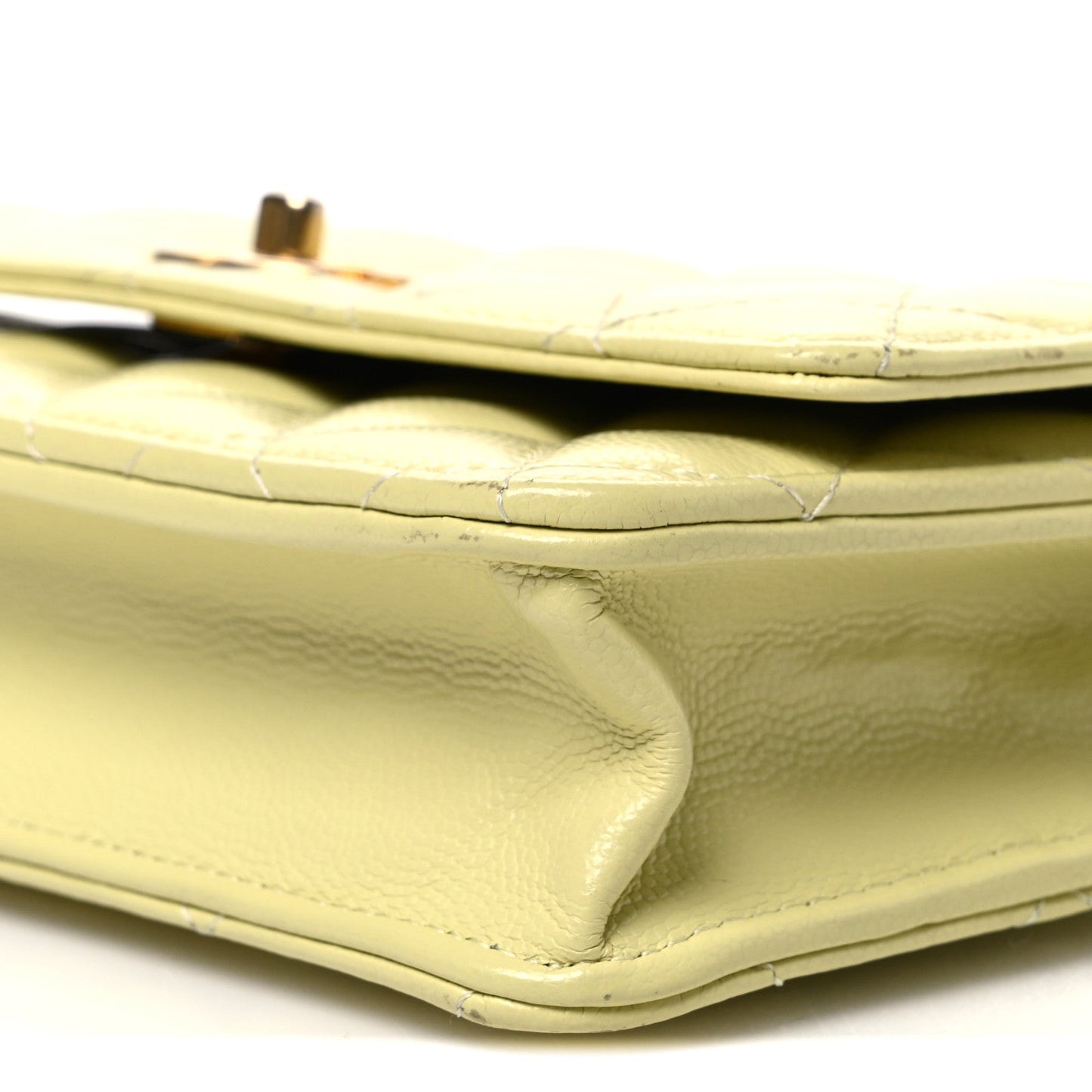 Caviar Quilted CC Turn Lock Wallet On Chain WOC Light Green
