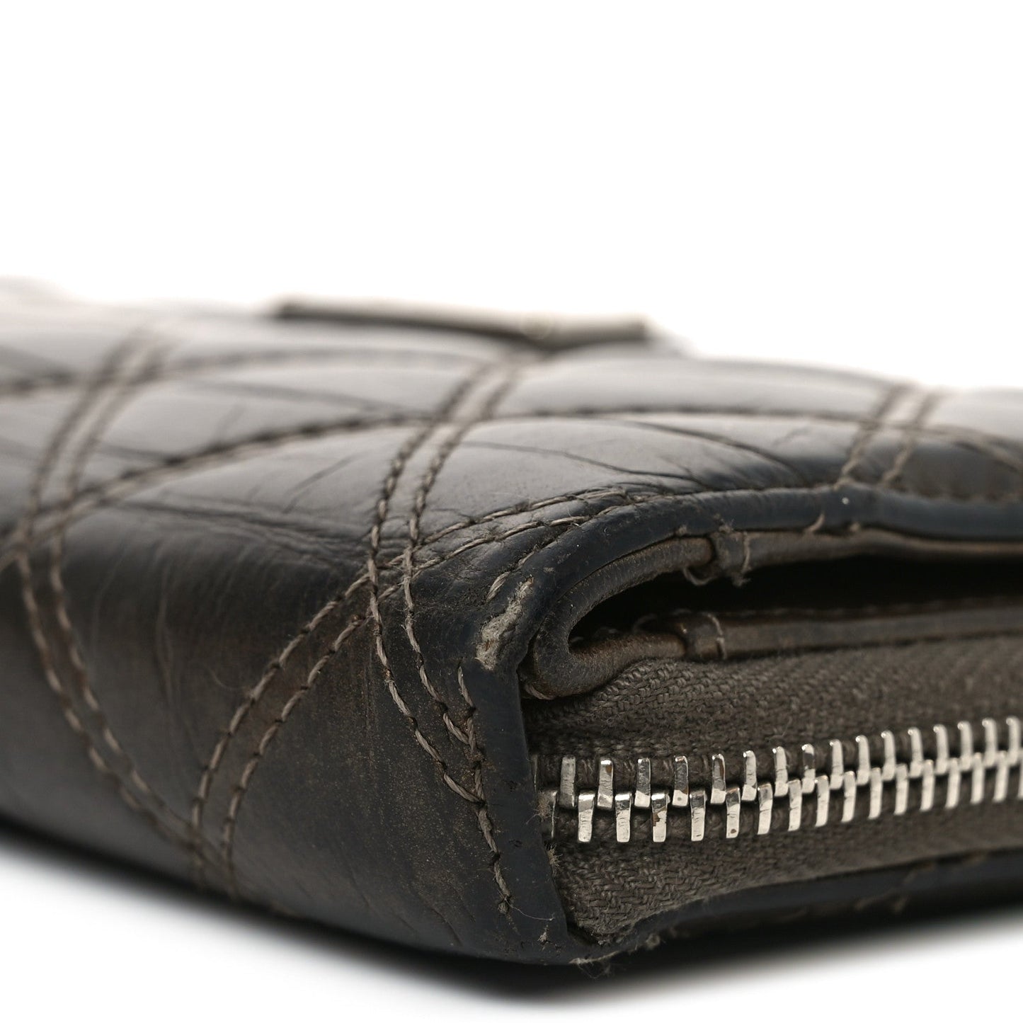 Metallic Aged Calfskin Quilted Paris New York PNY Wallet Dark Gold