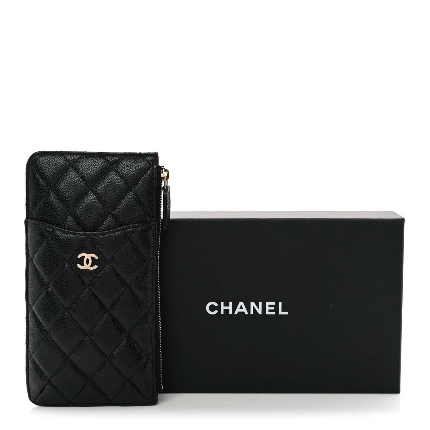 Caviar Quilted Classic Flat Wallet Pouch Black