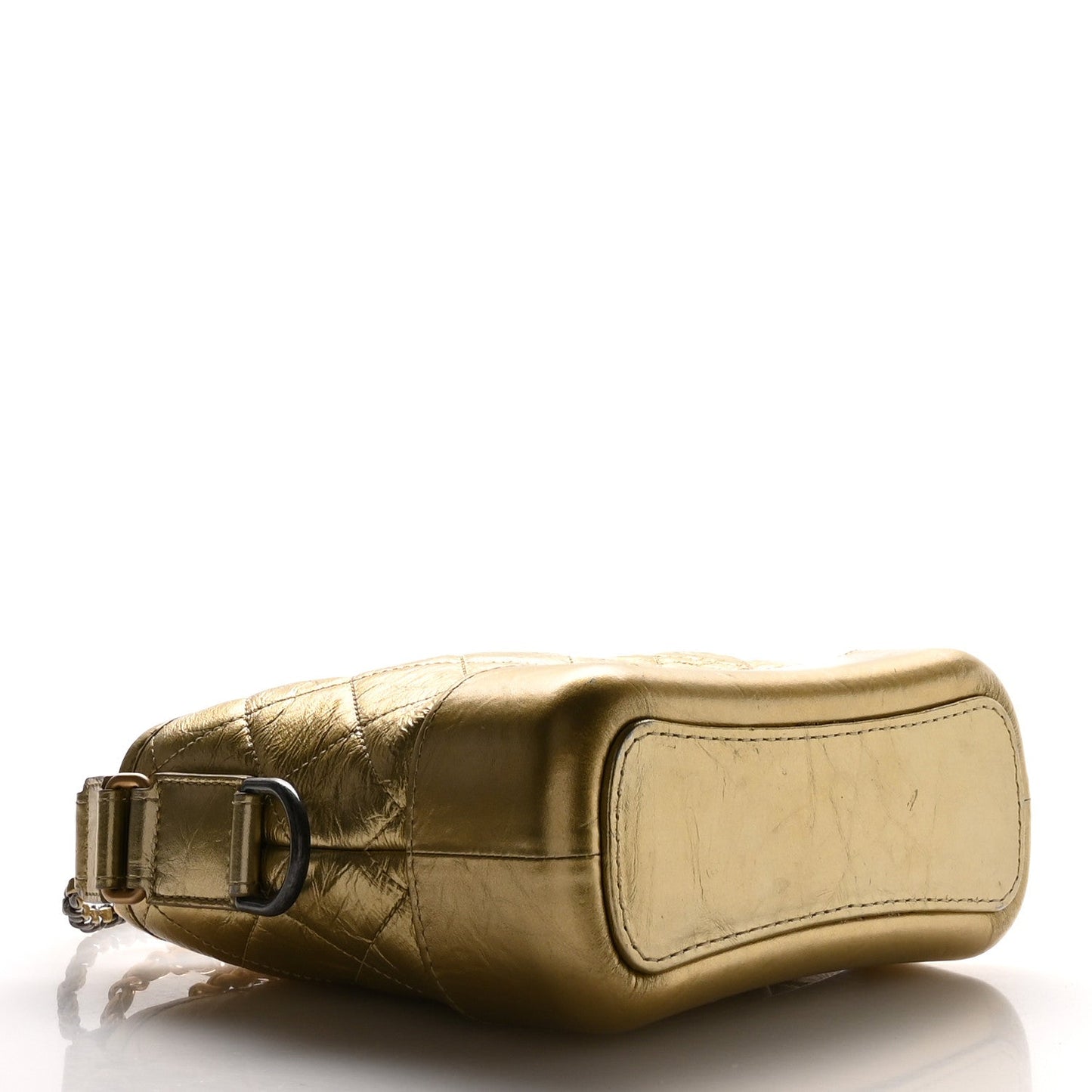 Metallic Aged Calfskin Quilted Small Gabrielle Hobo Gold