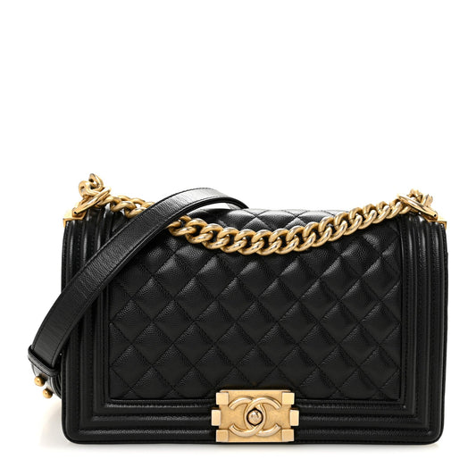 Caviar Quilted Medium Boy Flap Black