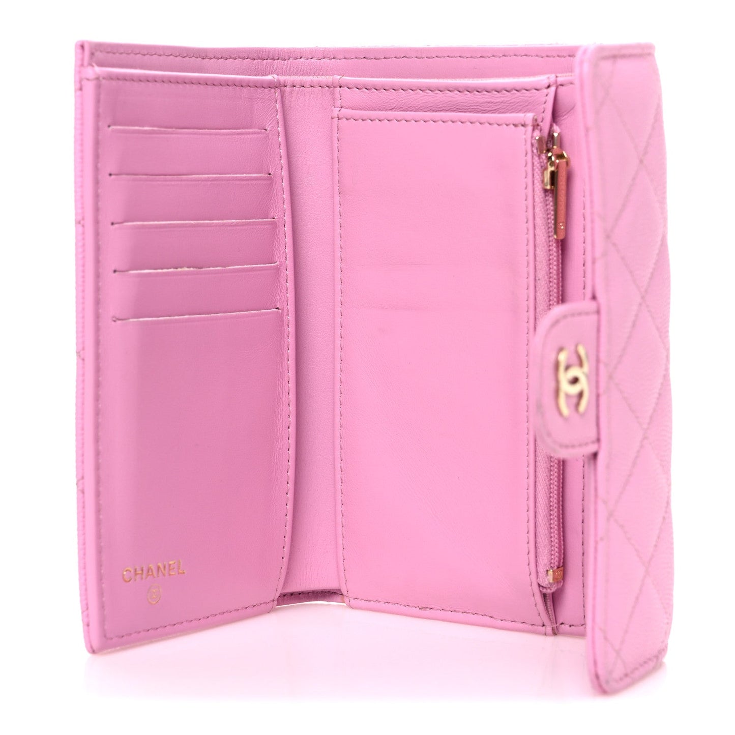 Caviar Quilted Medium Flap Wallet Pink