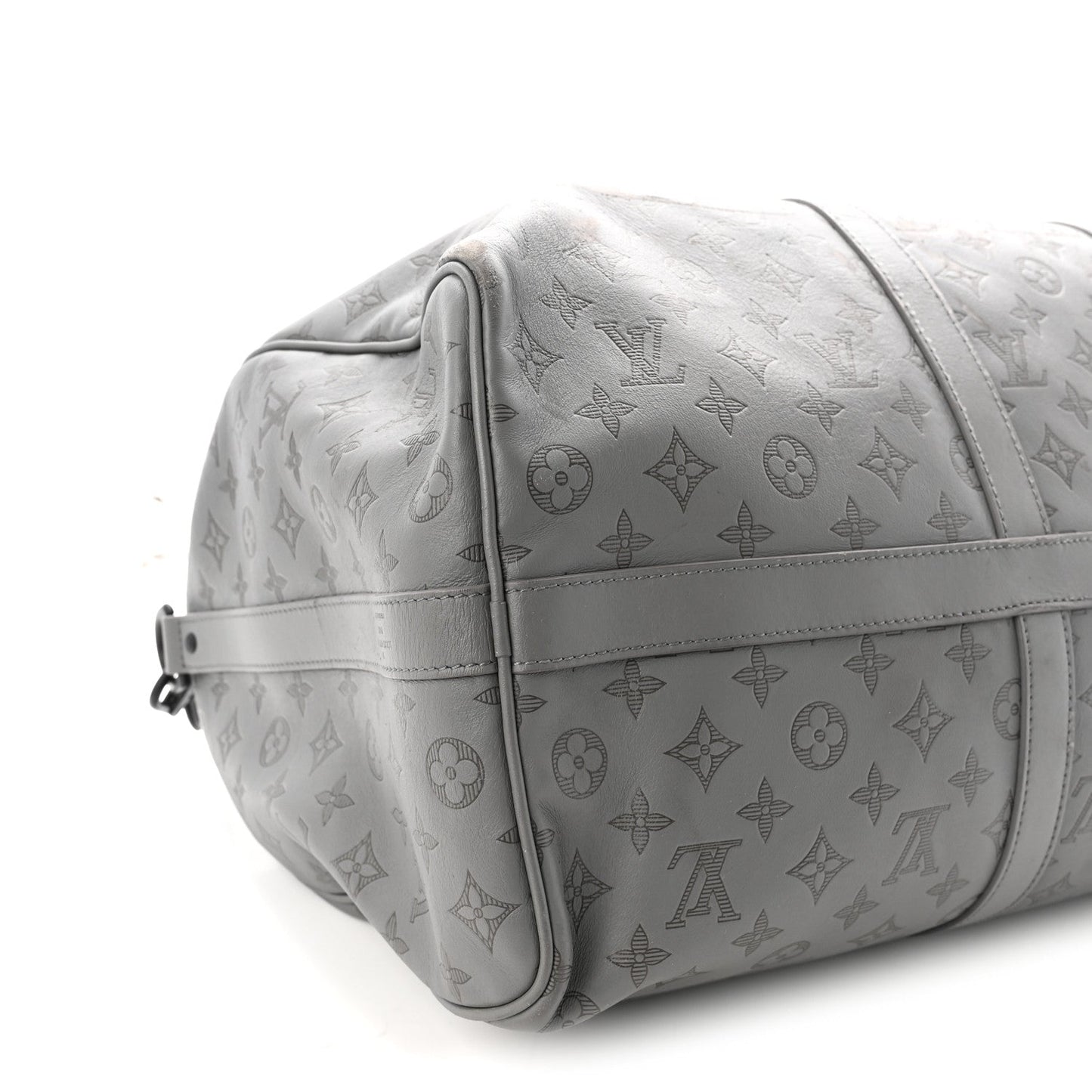 Calfskin Monogram Shadow Keepall Bandouliere 50 Anthracite Gray