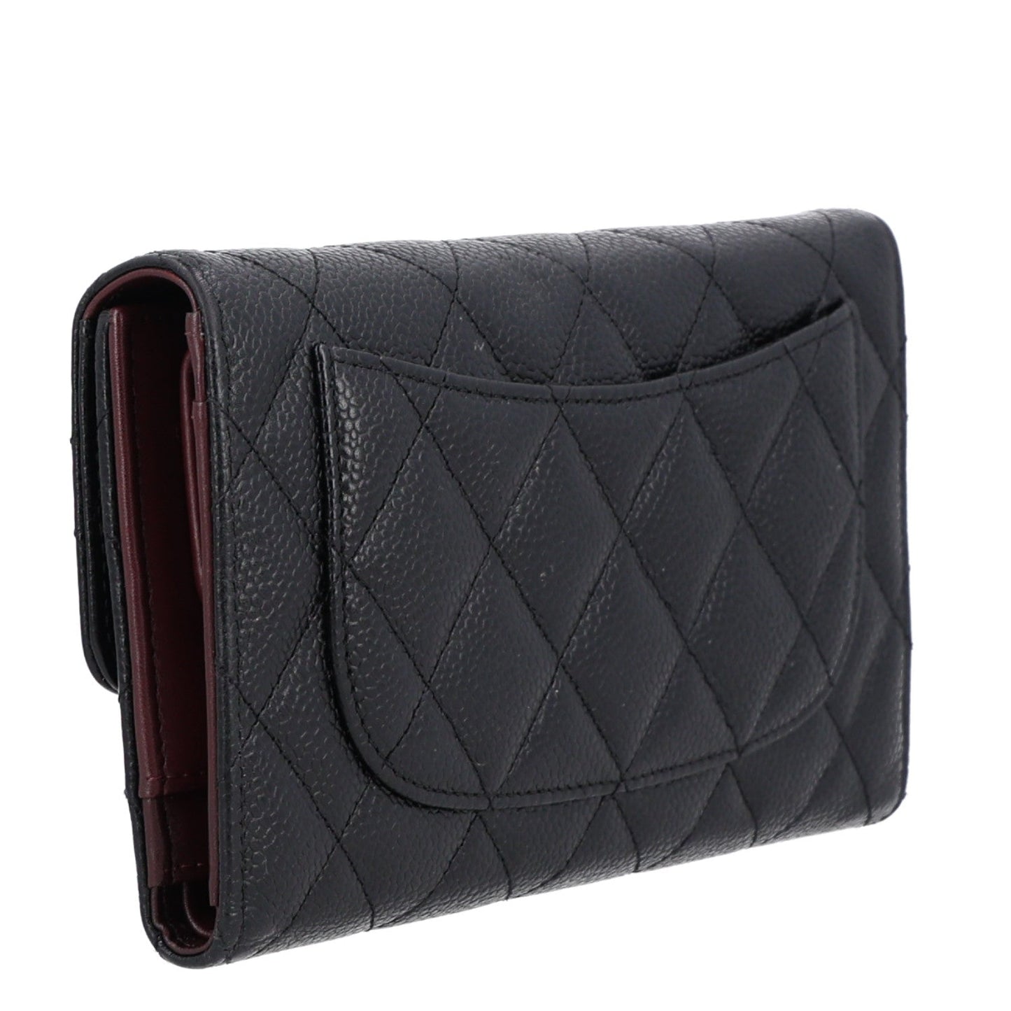 Caviar Quilted Large Flap Wallet Black