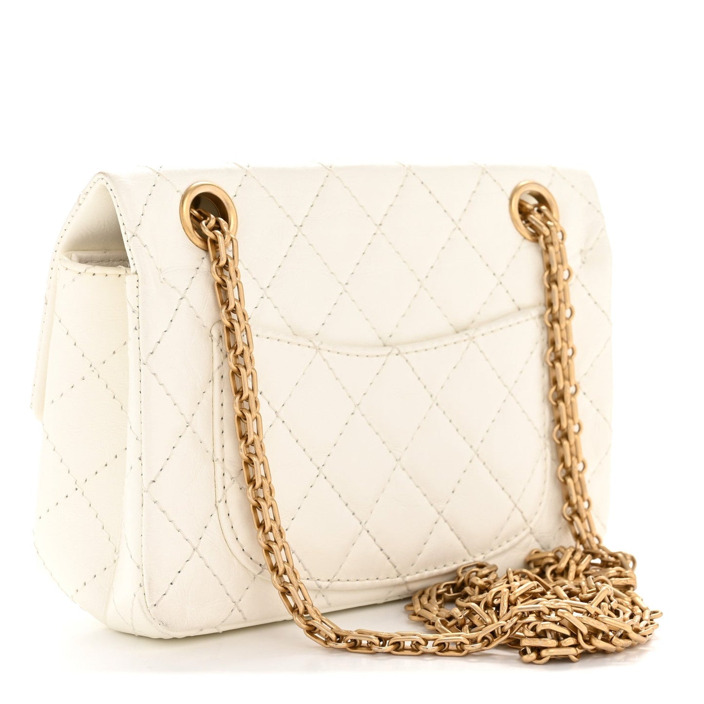 Aged Calfskin Quilted 2.55 Reissue Mini Flap White