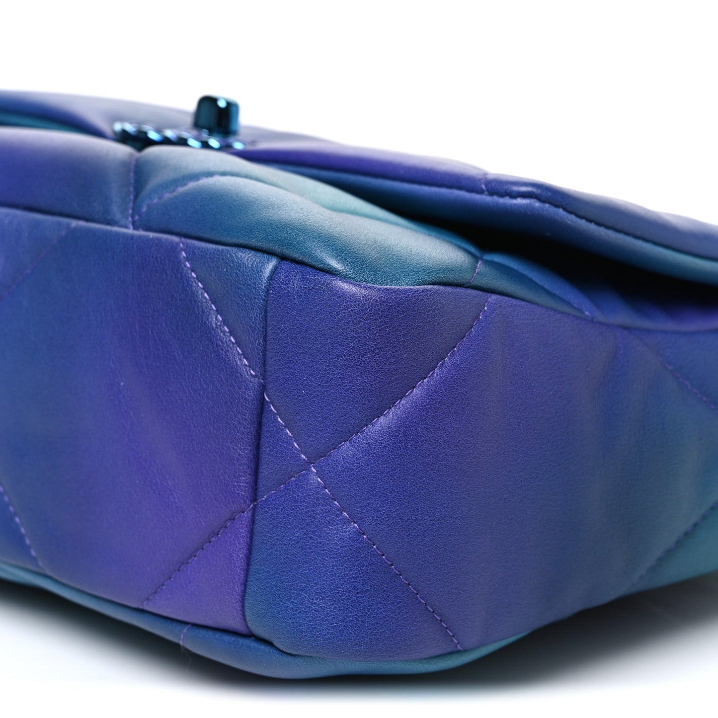 Tie Dye Calfskin Quilted Medium Chanel 19 Flap Blue Purple